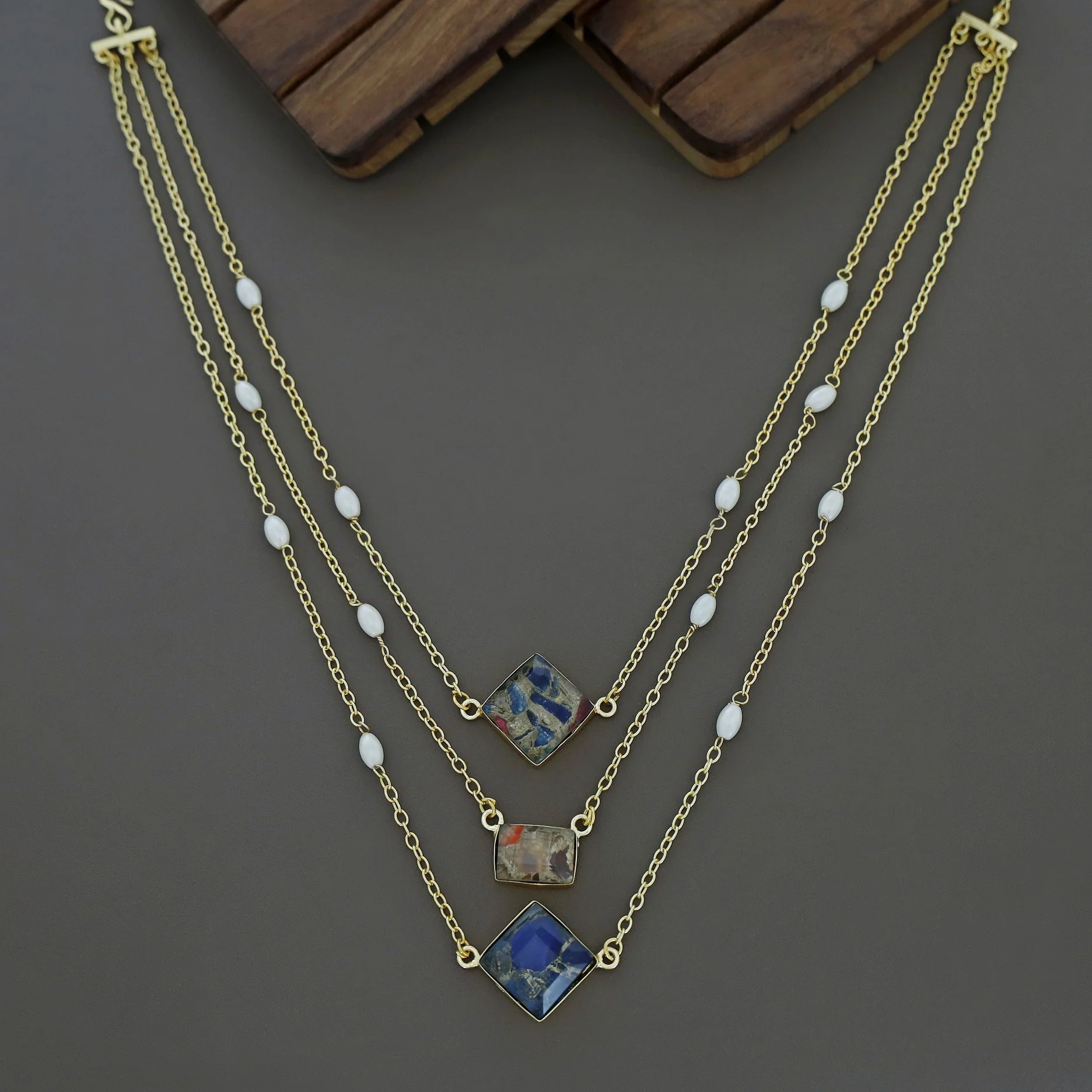 Avanea Golden 3 Layer Pearl Neckpiece - Image 6