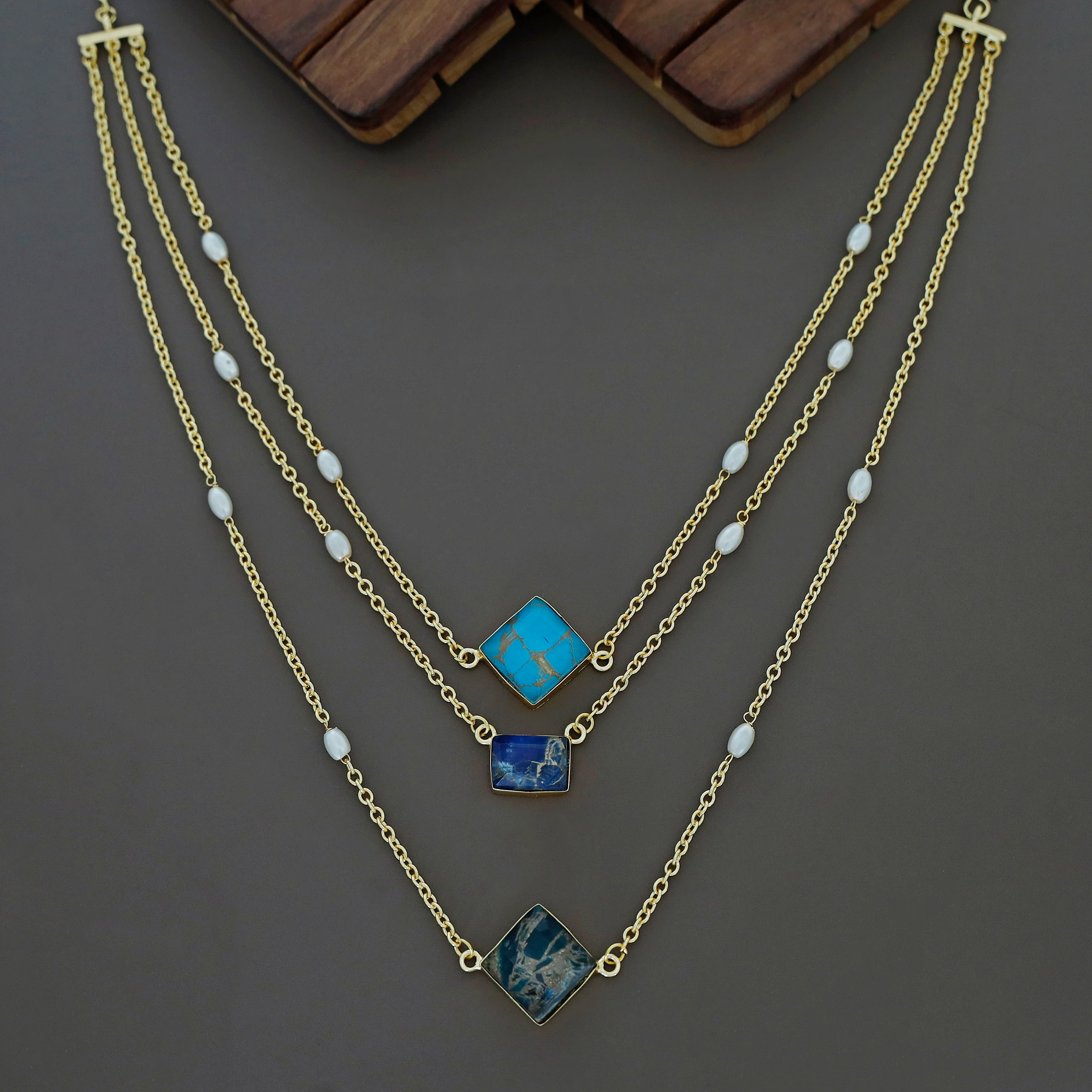 Avanea Golden 3 Layer Pearl Neckpiece - Image 7