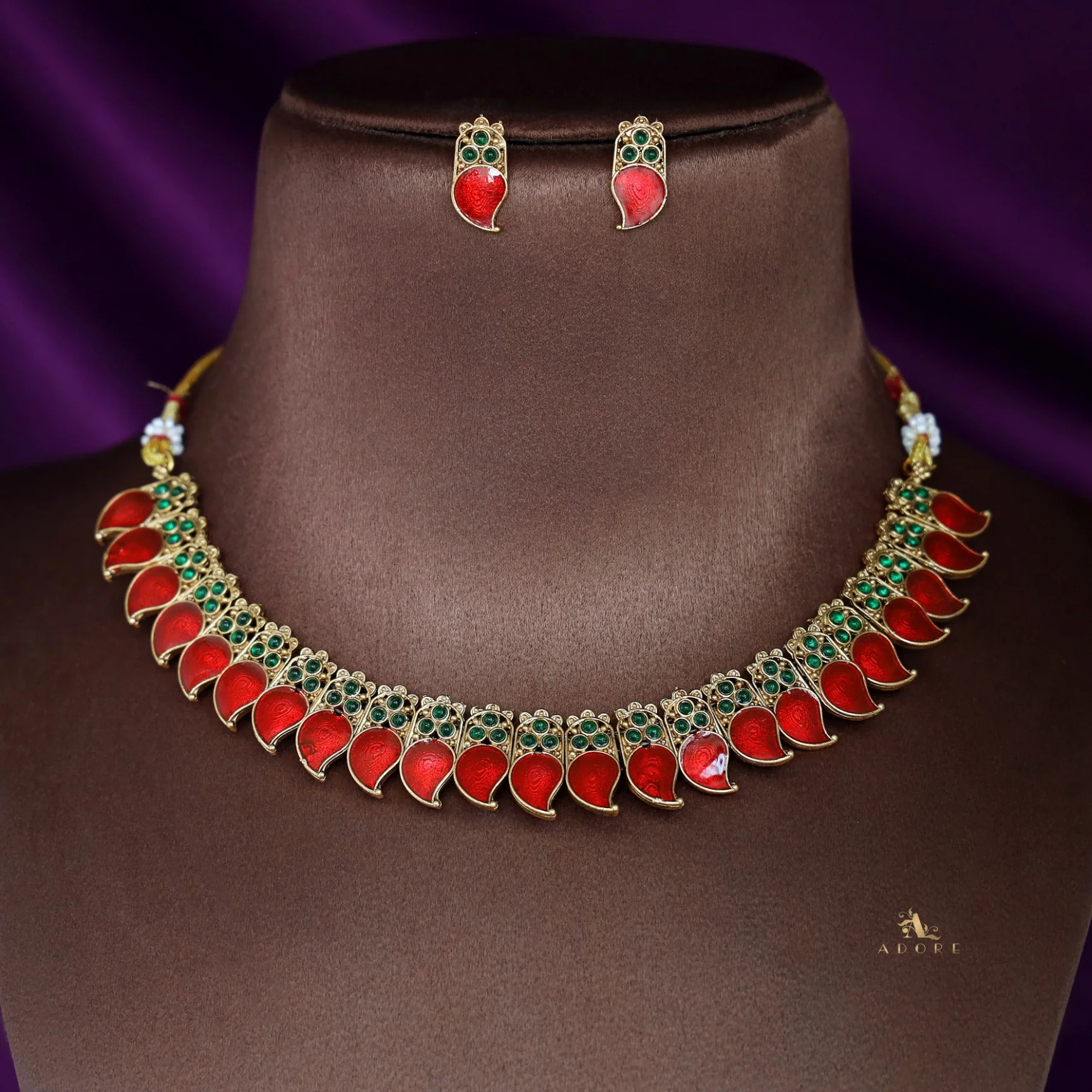 Avani Palakka Neckpiece With Earring - Image 4