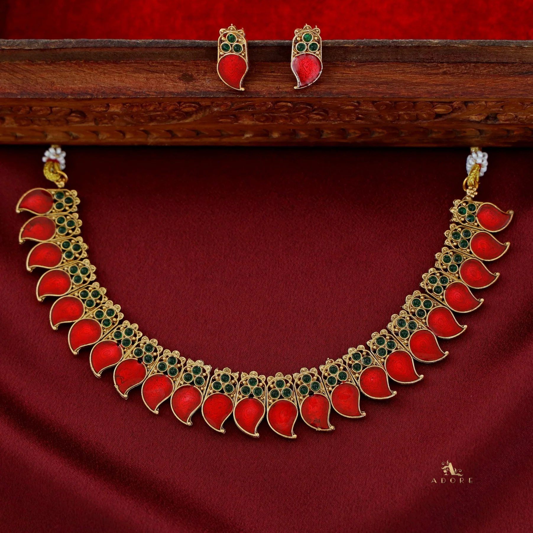Avani Palakka Neckpiece With Earring - Image 5