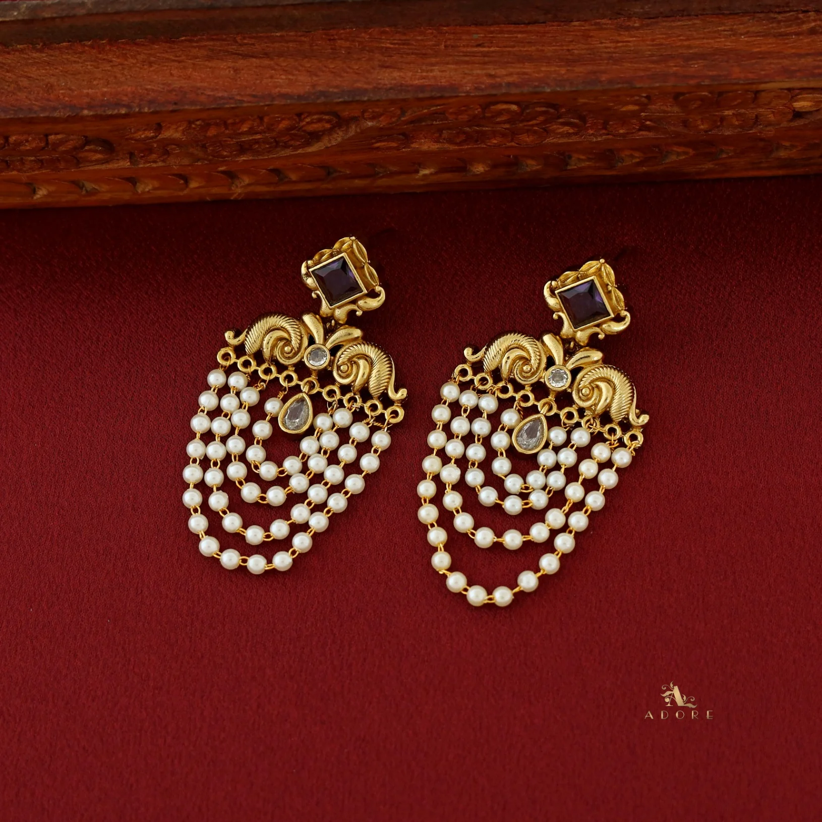 Avantika Diamond Circle Dew Drop Pearl Cluster Earring - Image 12