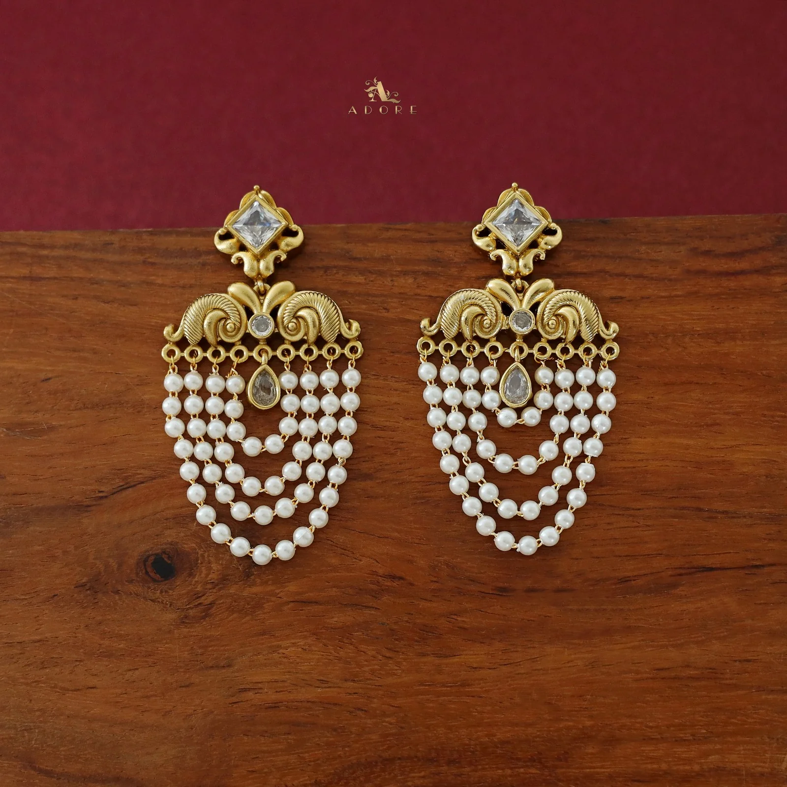 Avantika Diamond Circle Dew Drop Pearl Cluster Earring - Image 13