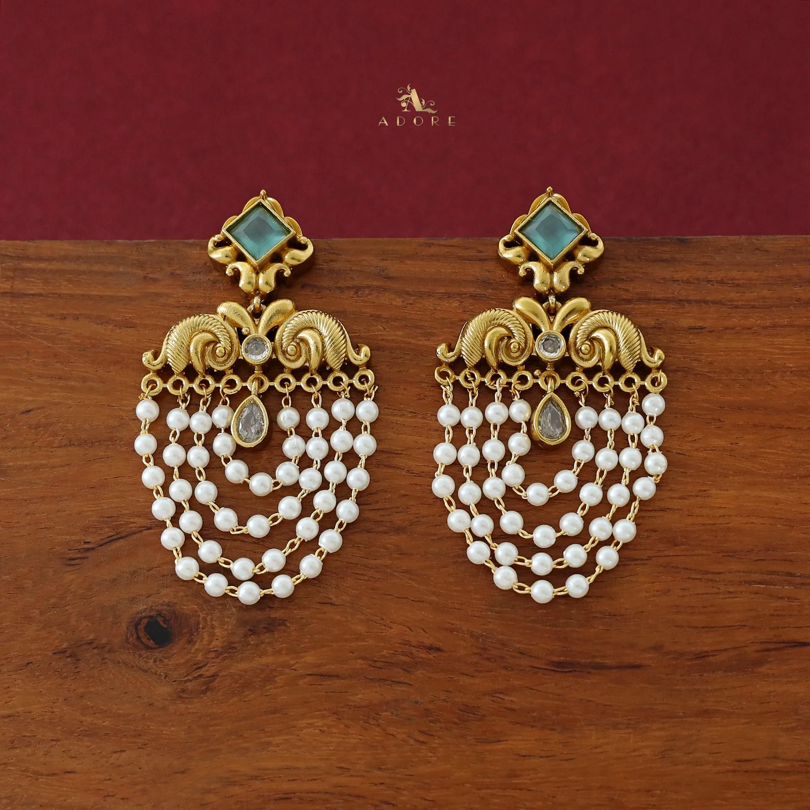 Avantika Diamond Circle Dew Drop Pearl Cluster Earring - Image 14