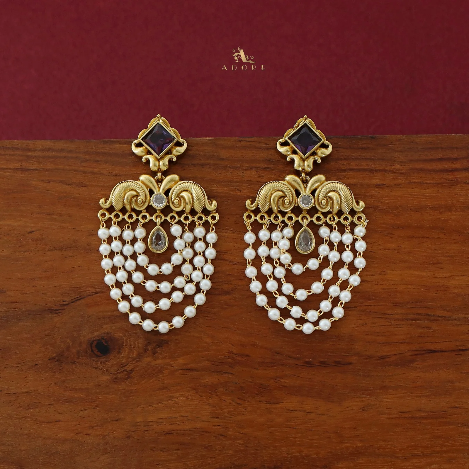 Avantika Diamond Circle Dew Drop Pearl Cluster Earring - Image 15
