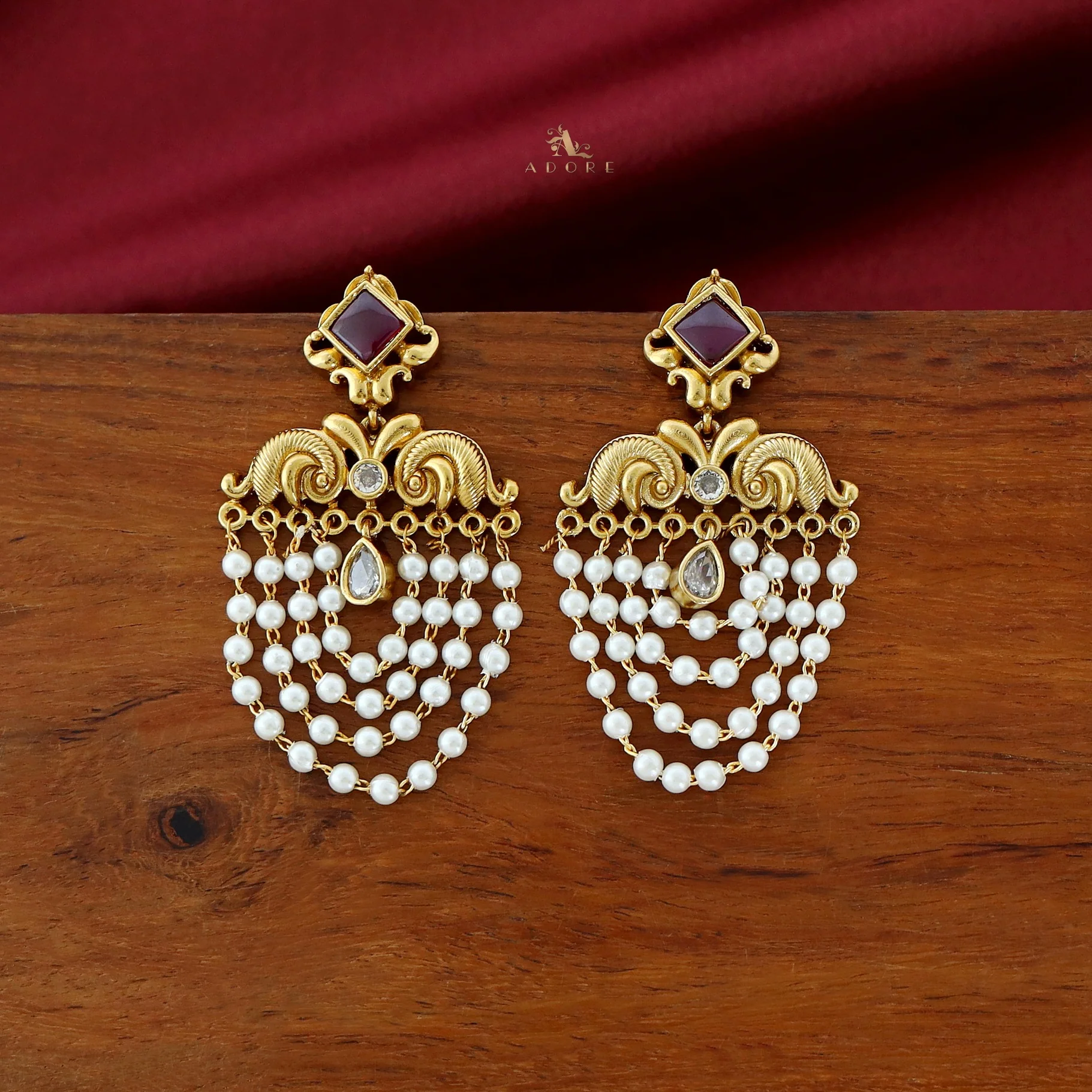 Avantika Diamond Circle Dew Drop Pearl Cluster Earring - Image 18