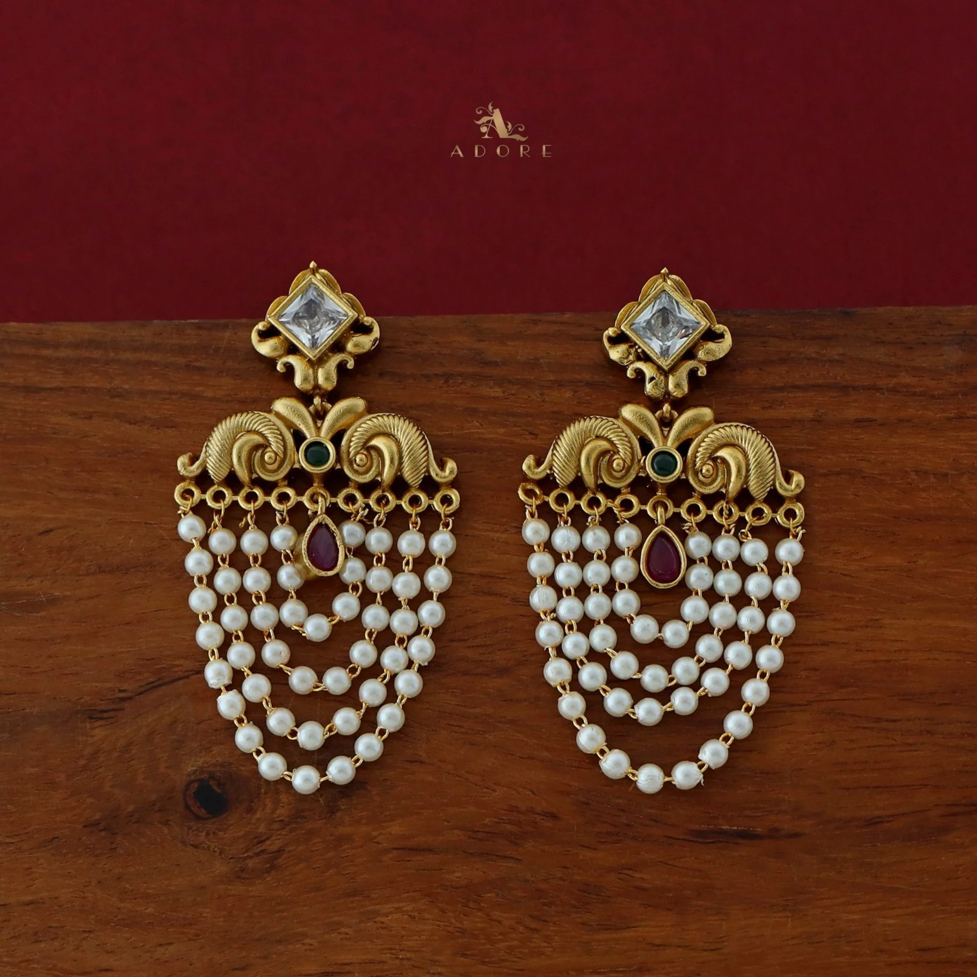 Avantika Diamond Circle Dew Drop Pearl Cluster Earring - Image 3