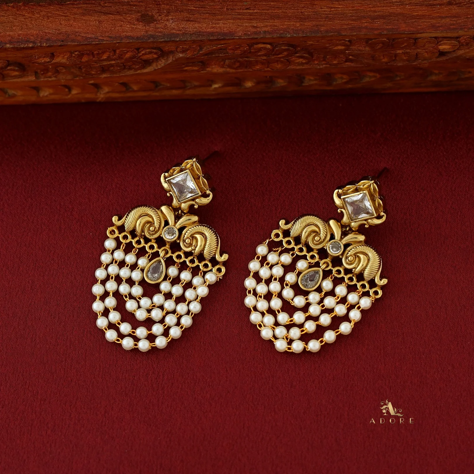 Avantika Diamond Circle Dew Drop Pearl Cluster Earring - Image 6