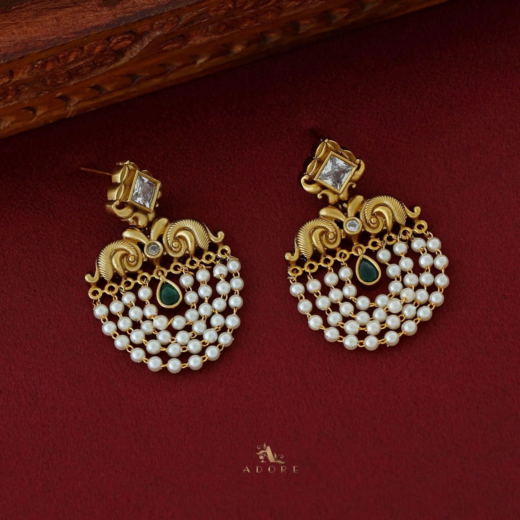 Avantika Diamond Circle Dew Drop Pearl Cluster Earring - Image 8