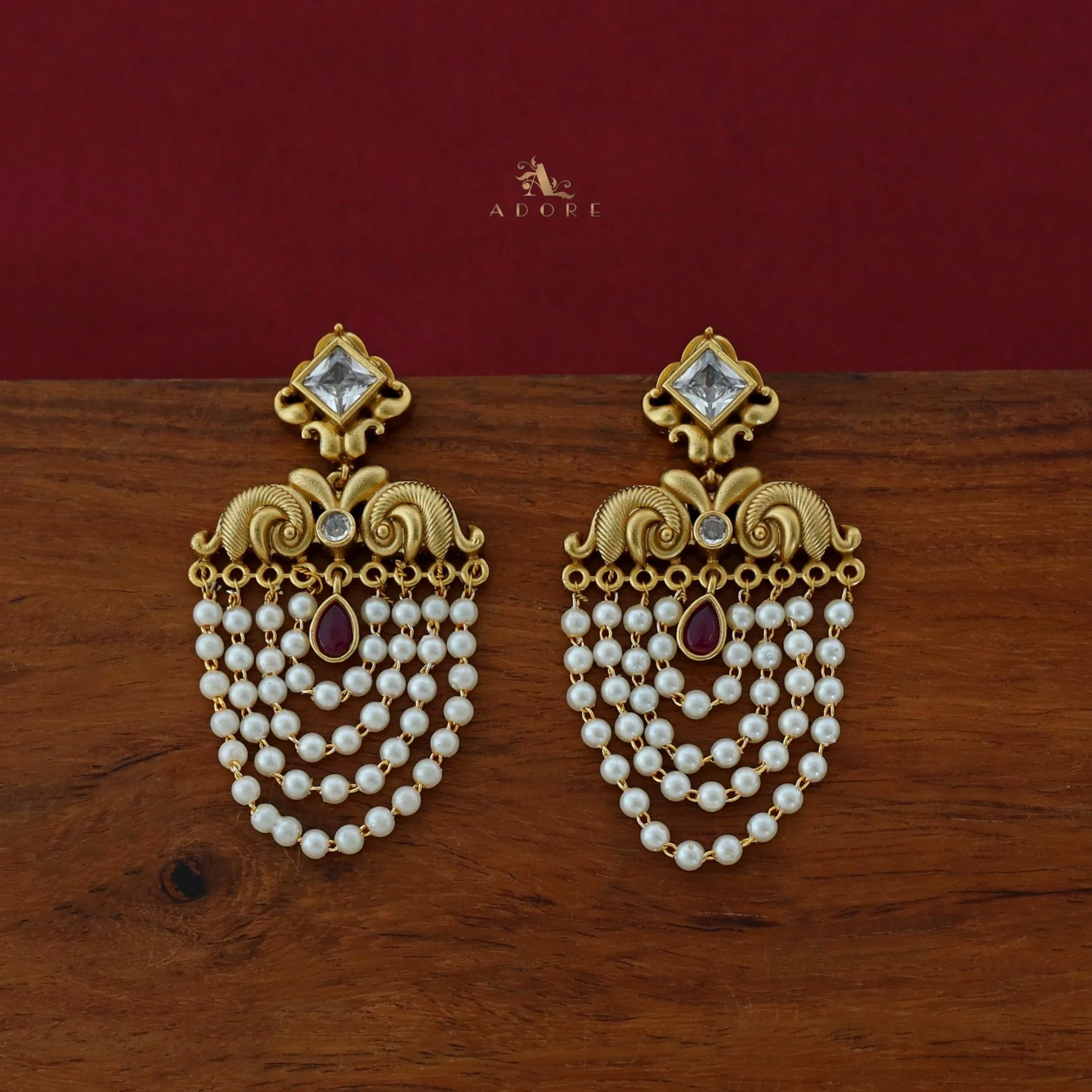 Avantika Diamond Circle Dew Drop Pearl Cluster Earring - Image 9