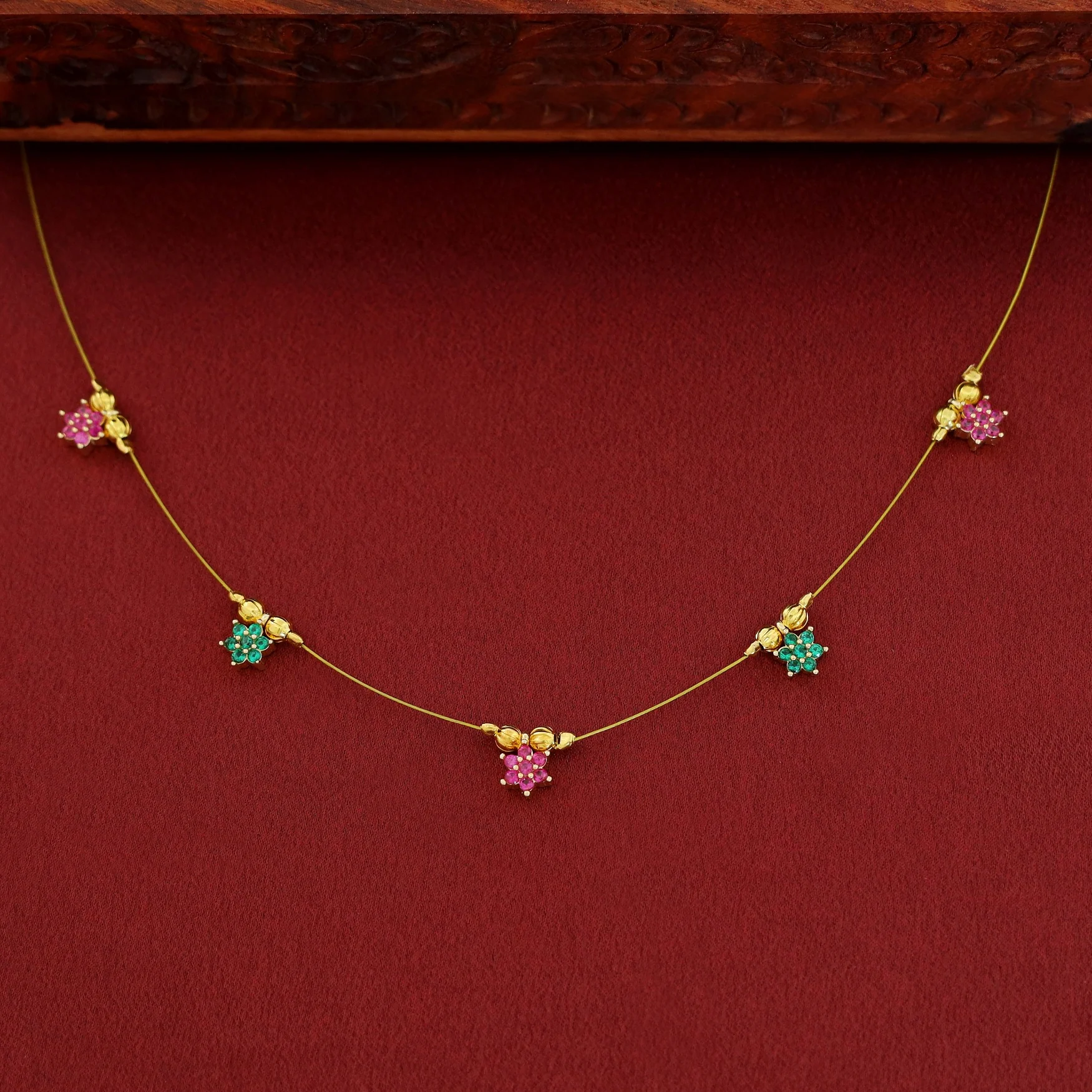 Avishka Floral Golden String Neckpiece - Image 2