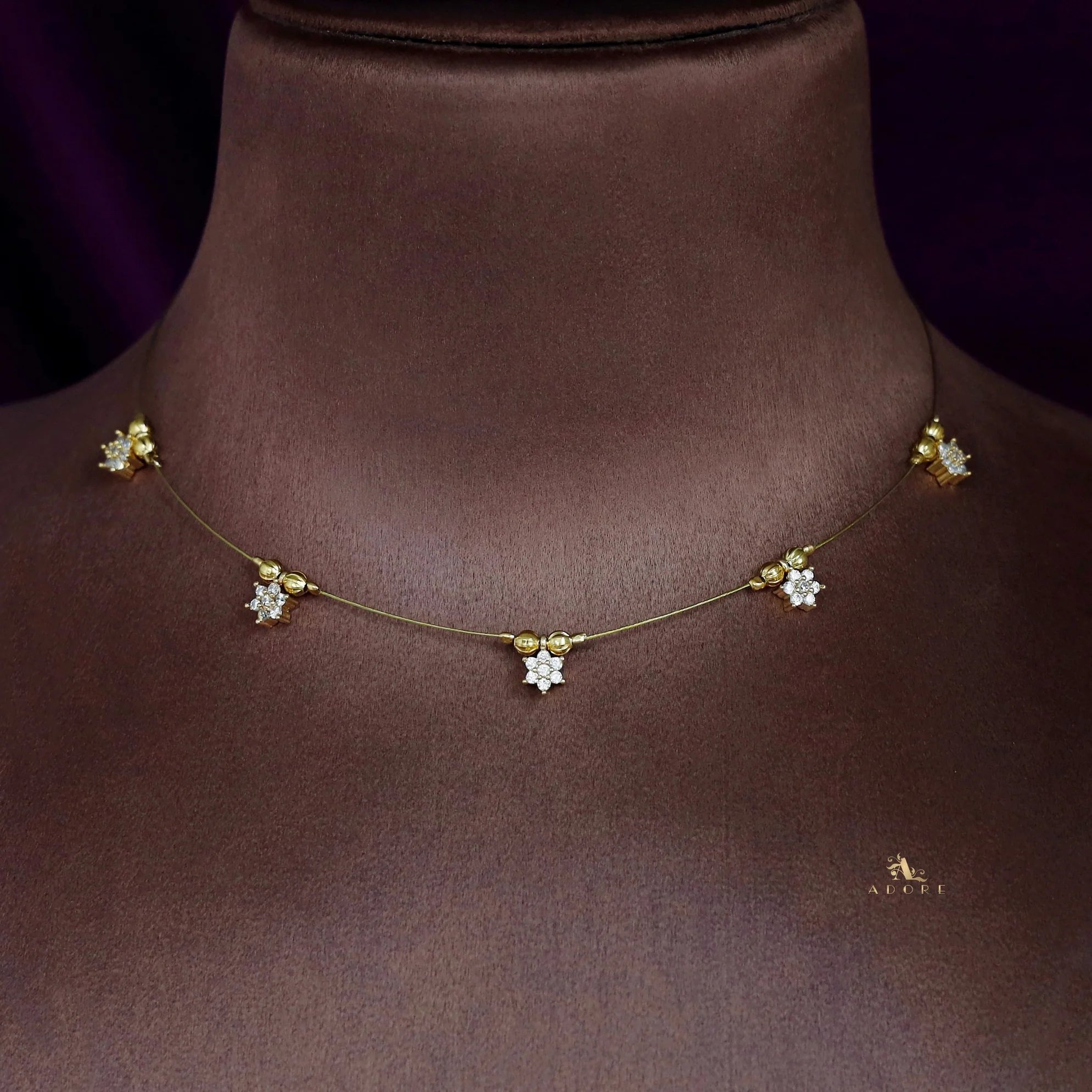 Avishka Floral Golden String Neckpiece - Image 3