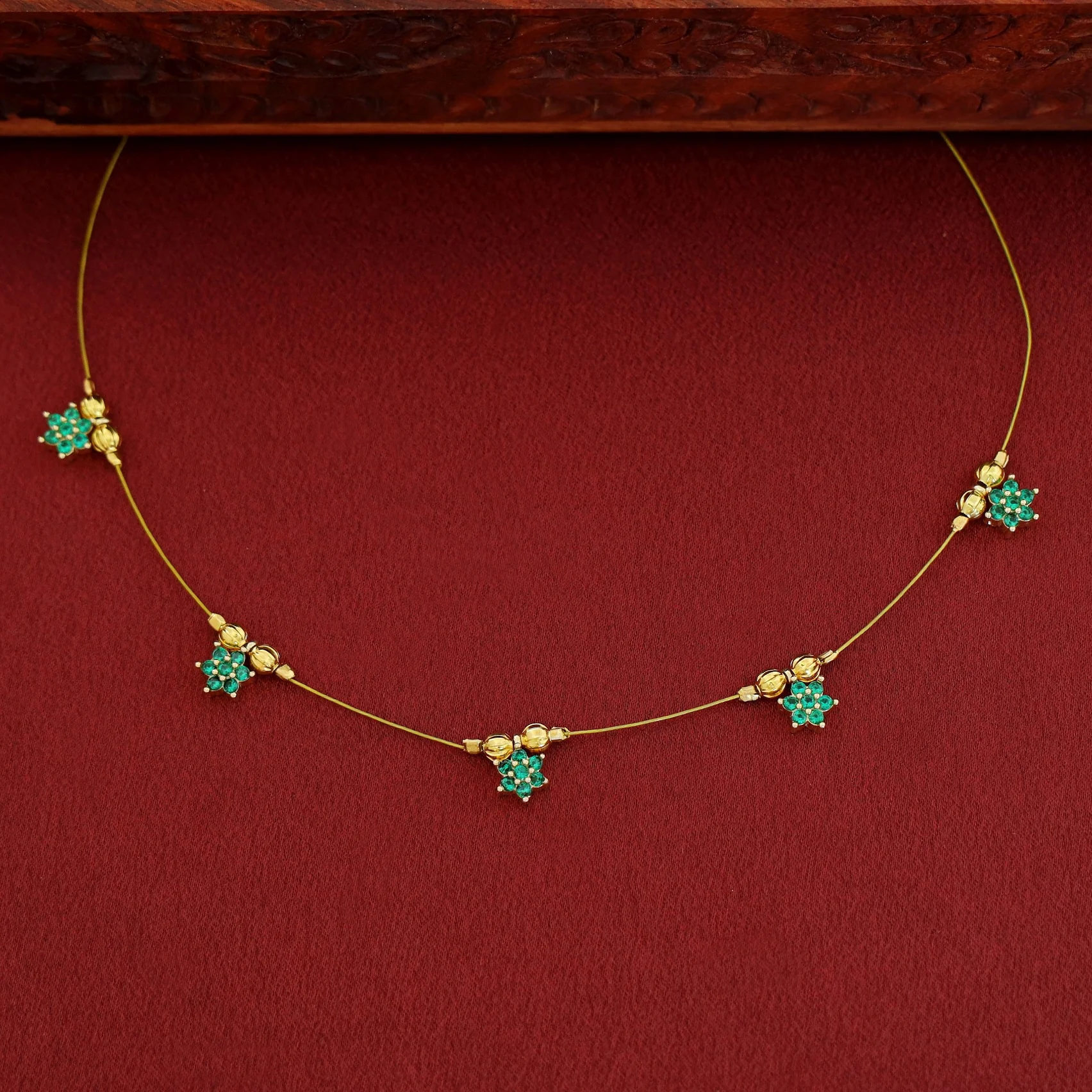 Avishka Floral Golden String Neckpiece - Image 4