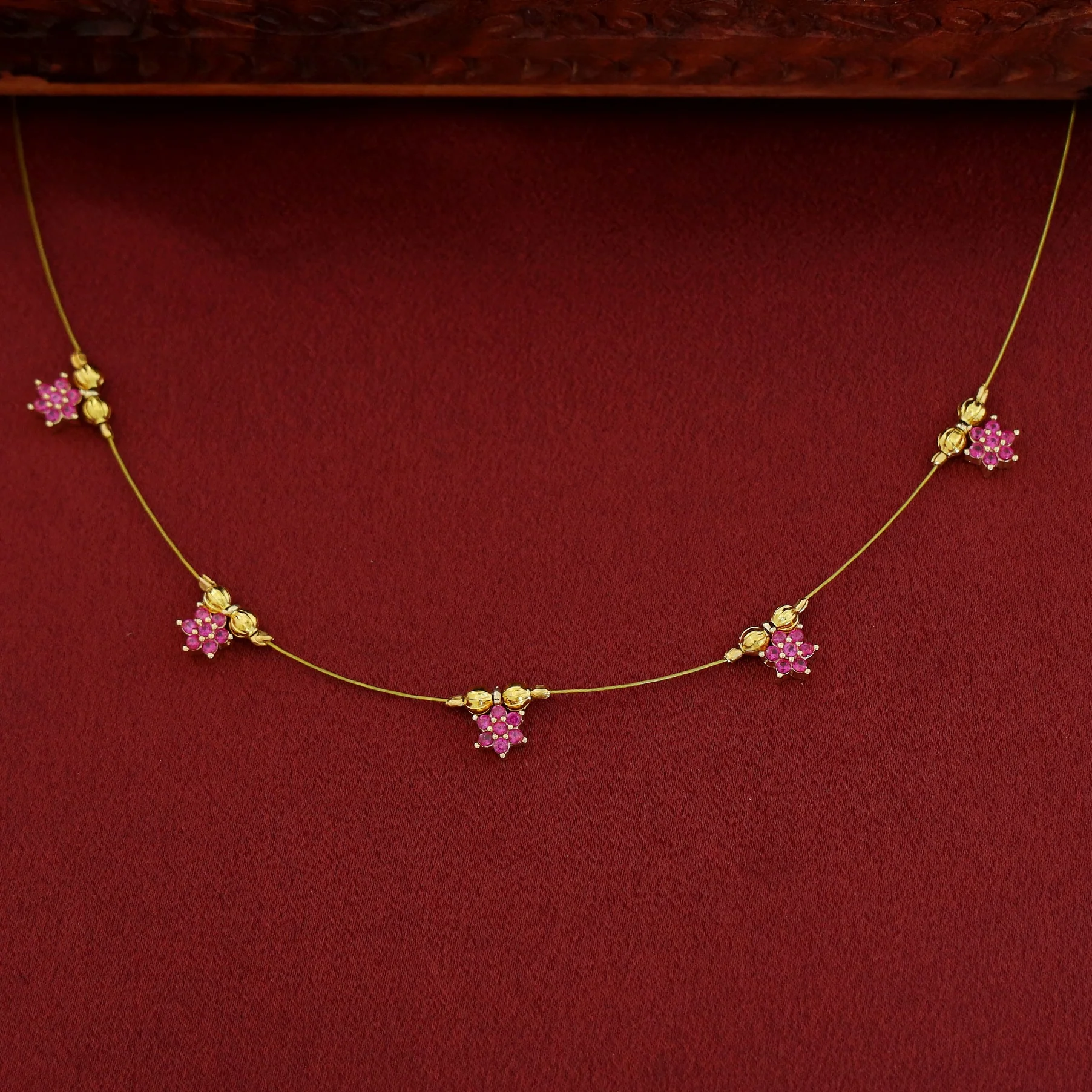 Avishka Floral Golden String Neckpiece - Image 5