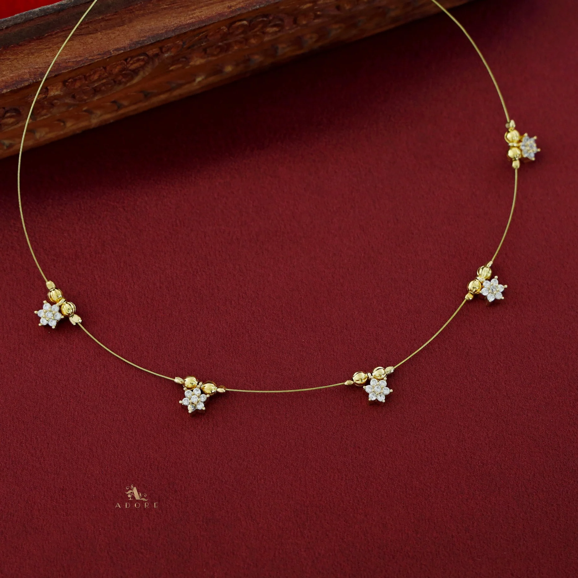 Avishka Floral Golden String Neckpiece - Image 7