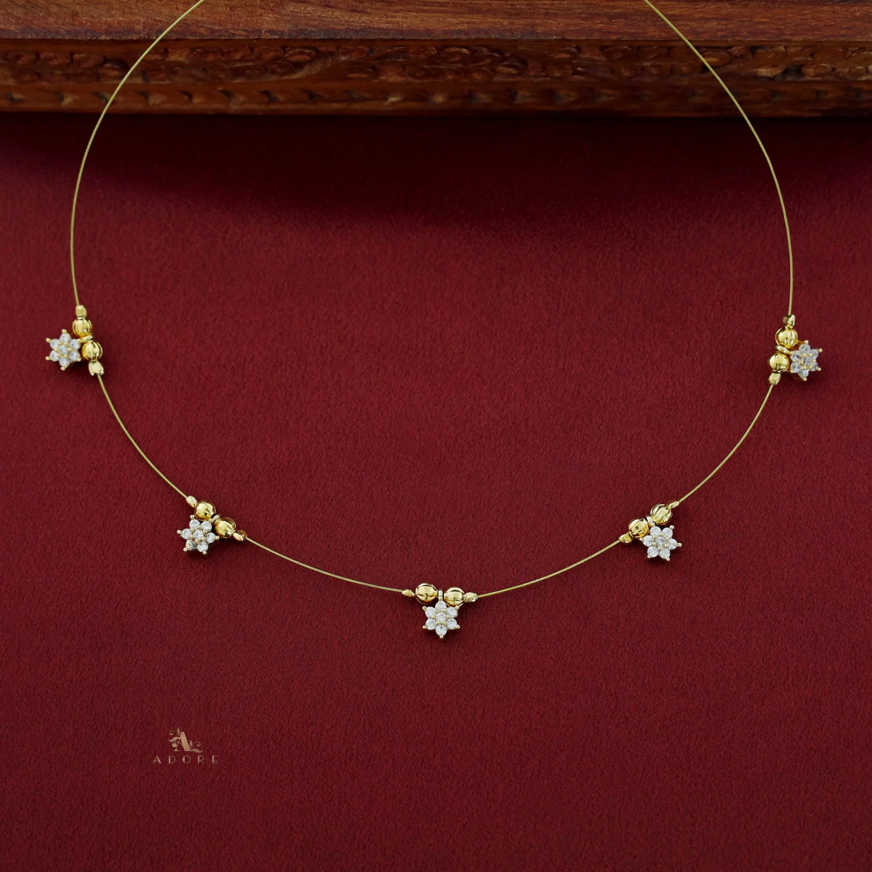 Avishka Floral Golden String Neckpiece - Image 9