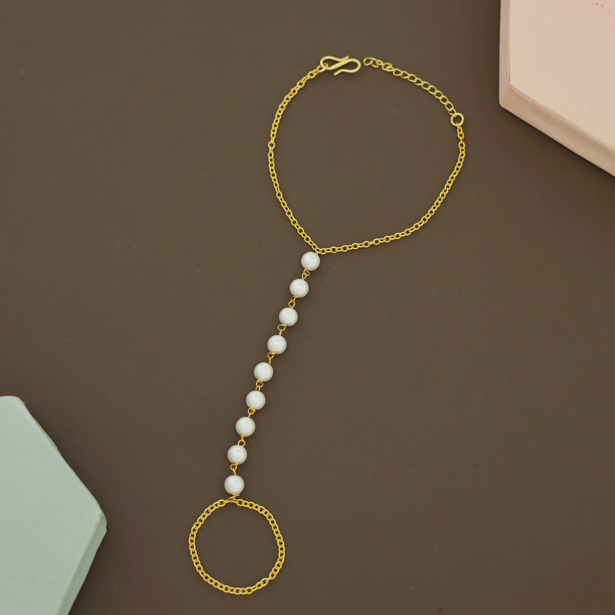 Ayana Golden Chainy Pearl Hathphool - Image 4
