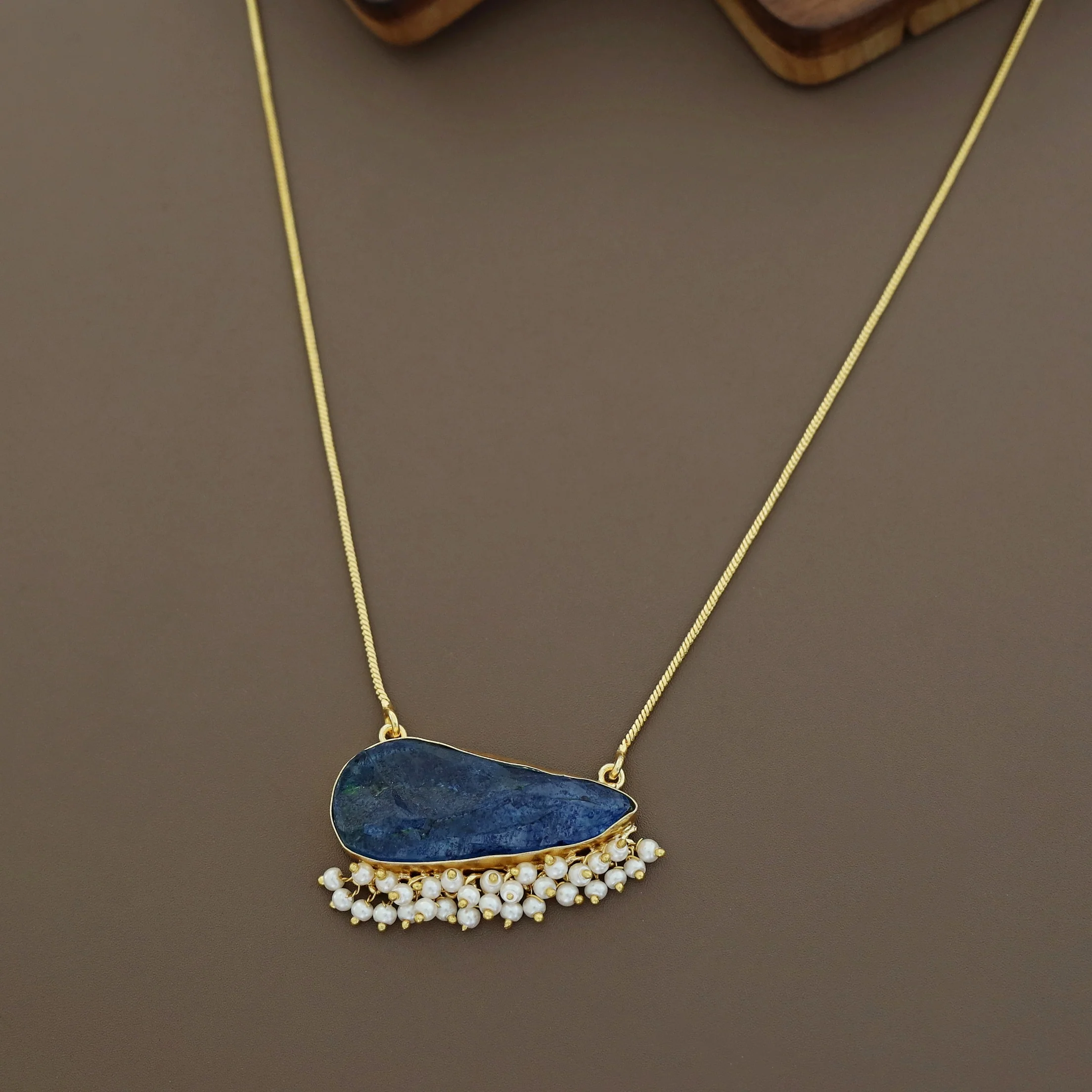Ayesha Cluster Pearl Dyed Stone Neckpiece - Image 2