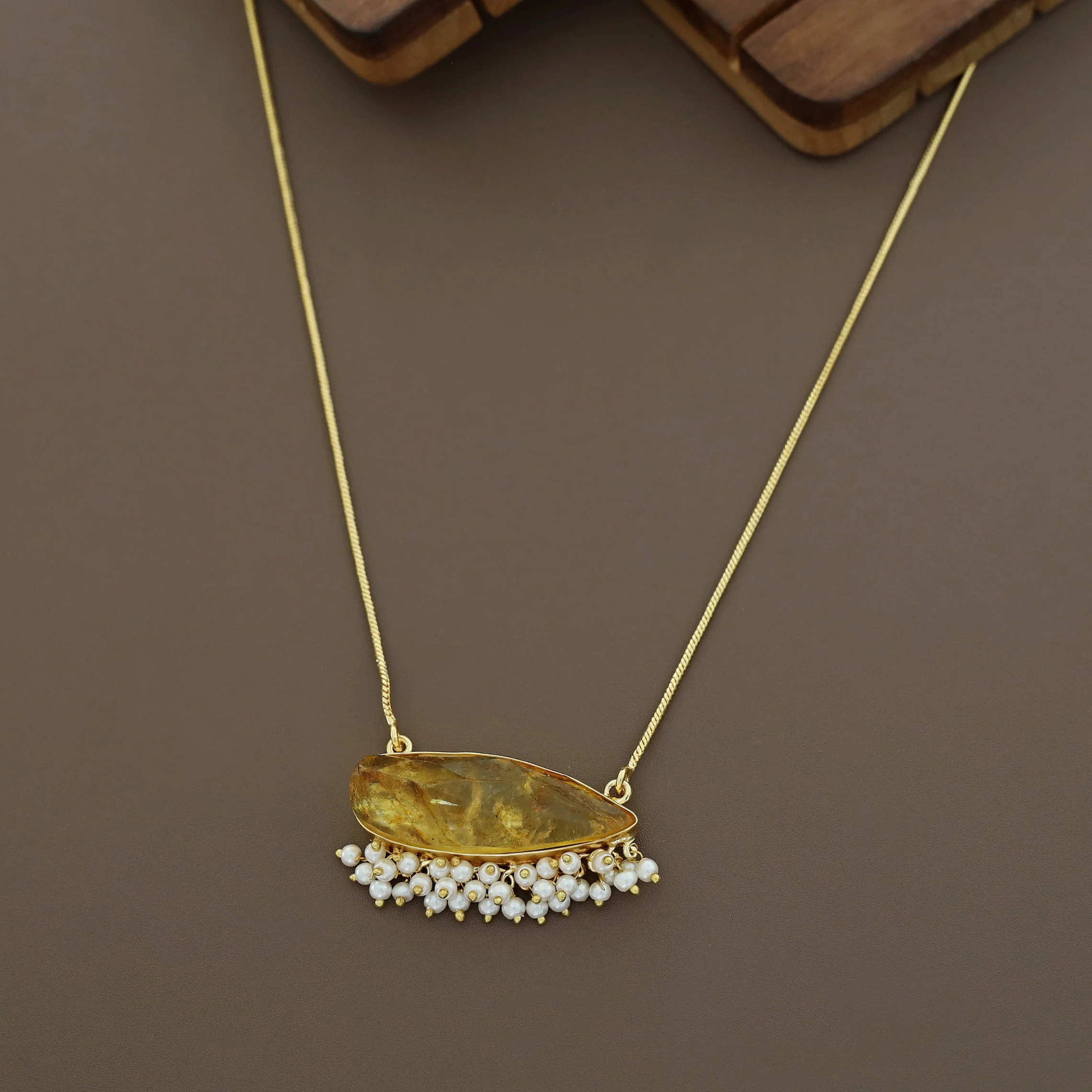 Ayesha Cluster Pearl Dyed Stone Neckpiece - Image 3
