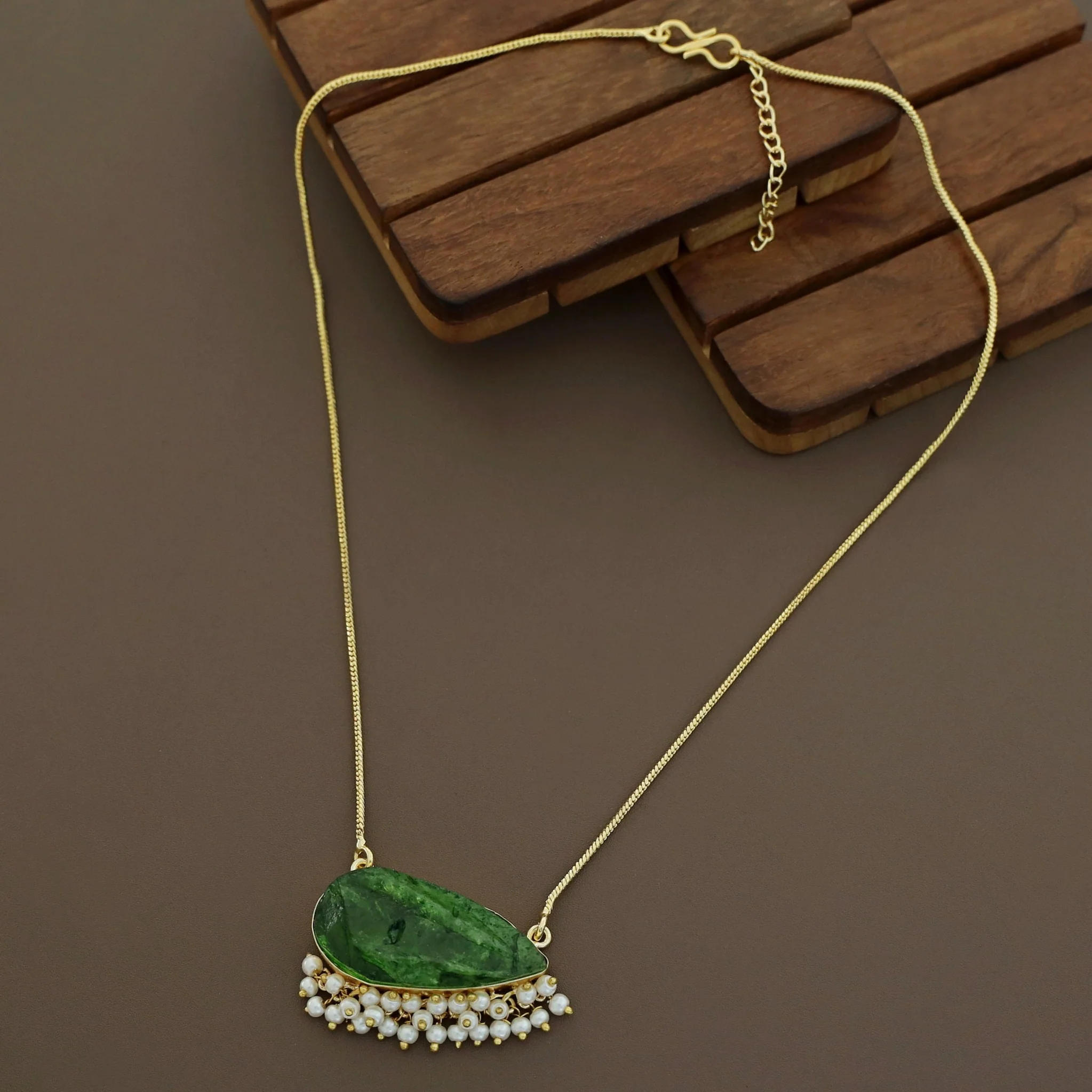 Ayesha Cluster Pearl Dyed Stone Neckpiece - Image 7