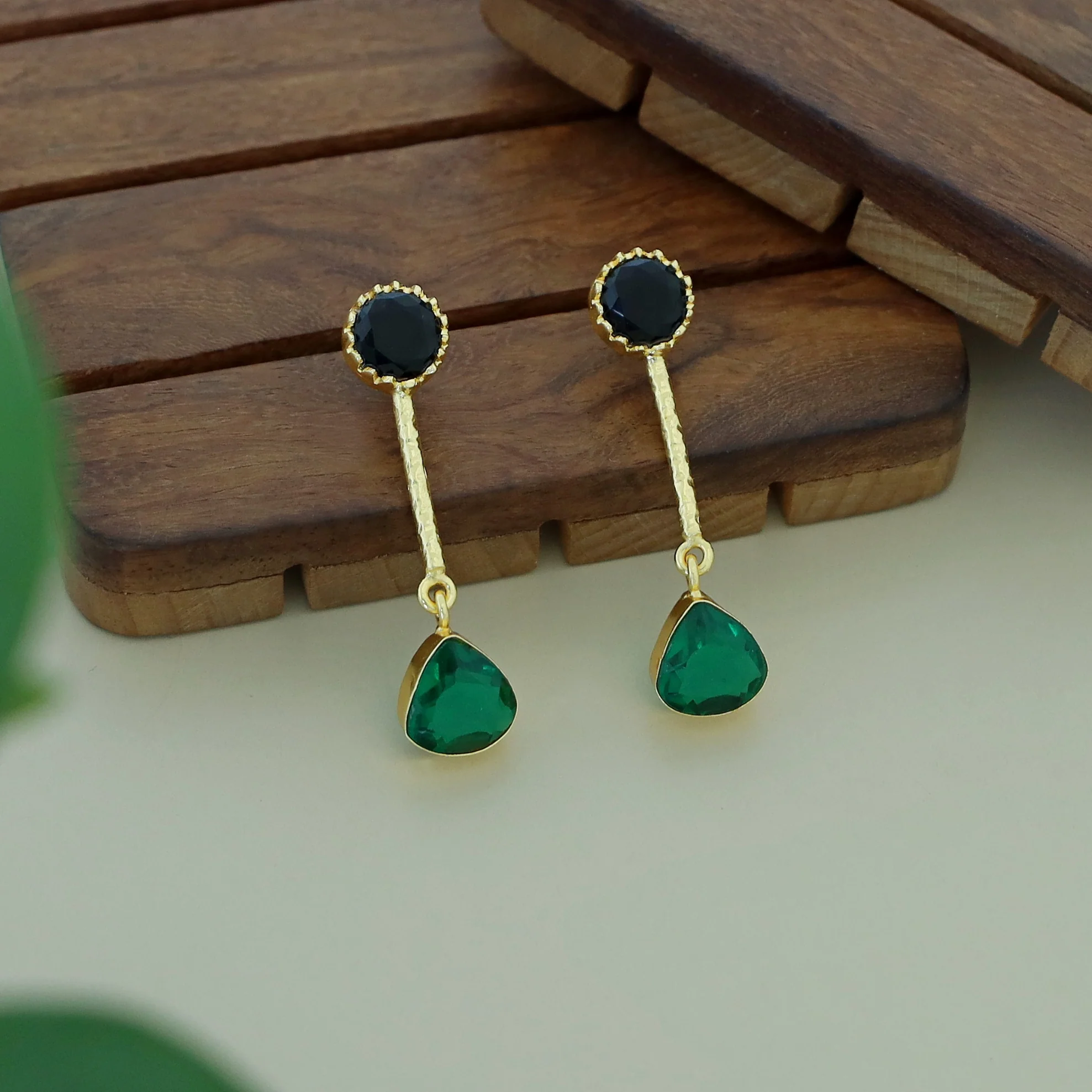 Ayesha Glossy Pendulum Curvy Triangle Earring - Image 2