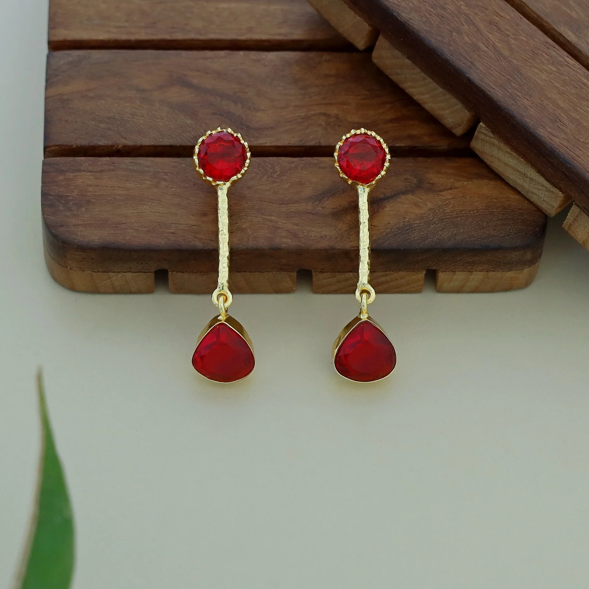Ayesha Glossy Pendulum Curvy Triangle Earring - Image 4