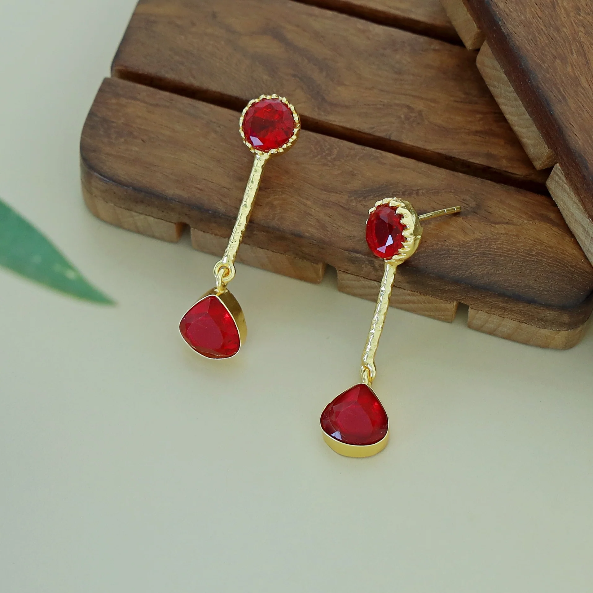 Ayesha Glossy Pendulum Curvy Triangle Earring - Image 5