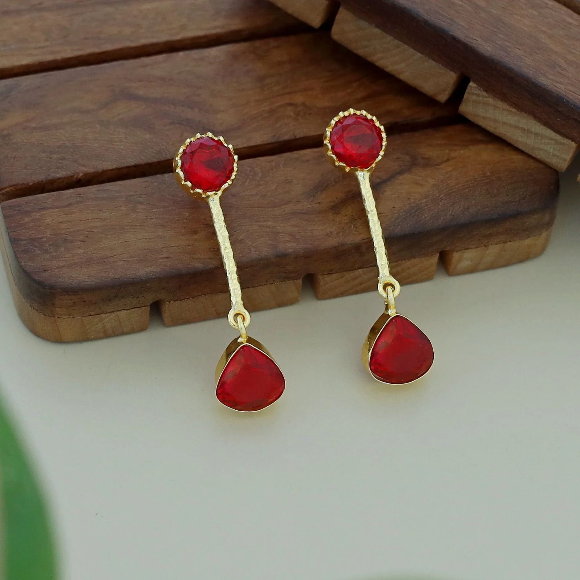 Ayesha Glossy Pendulum Curvy Triangle Earring - Image 6