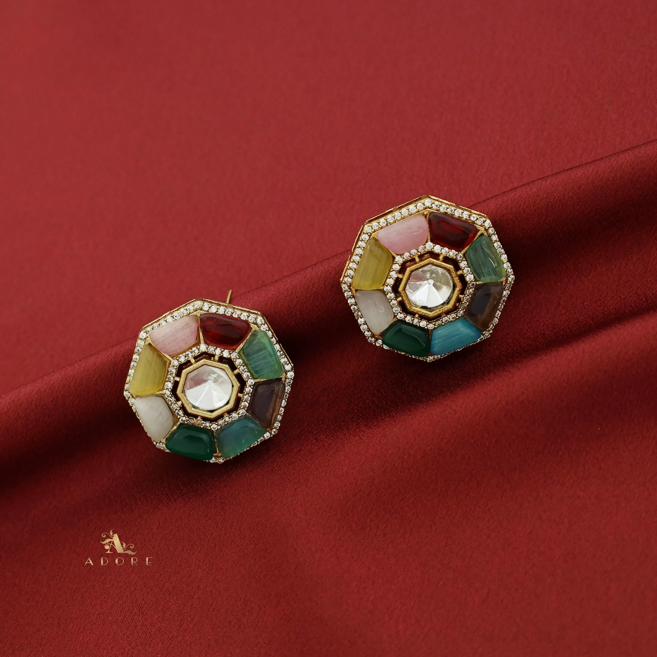Azari Polki Kundan Neck Cuff With Stud - Image 10