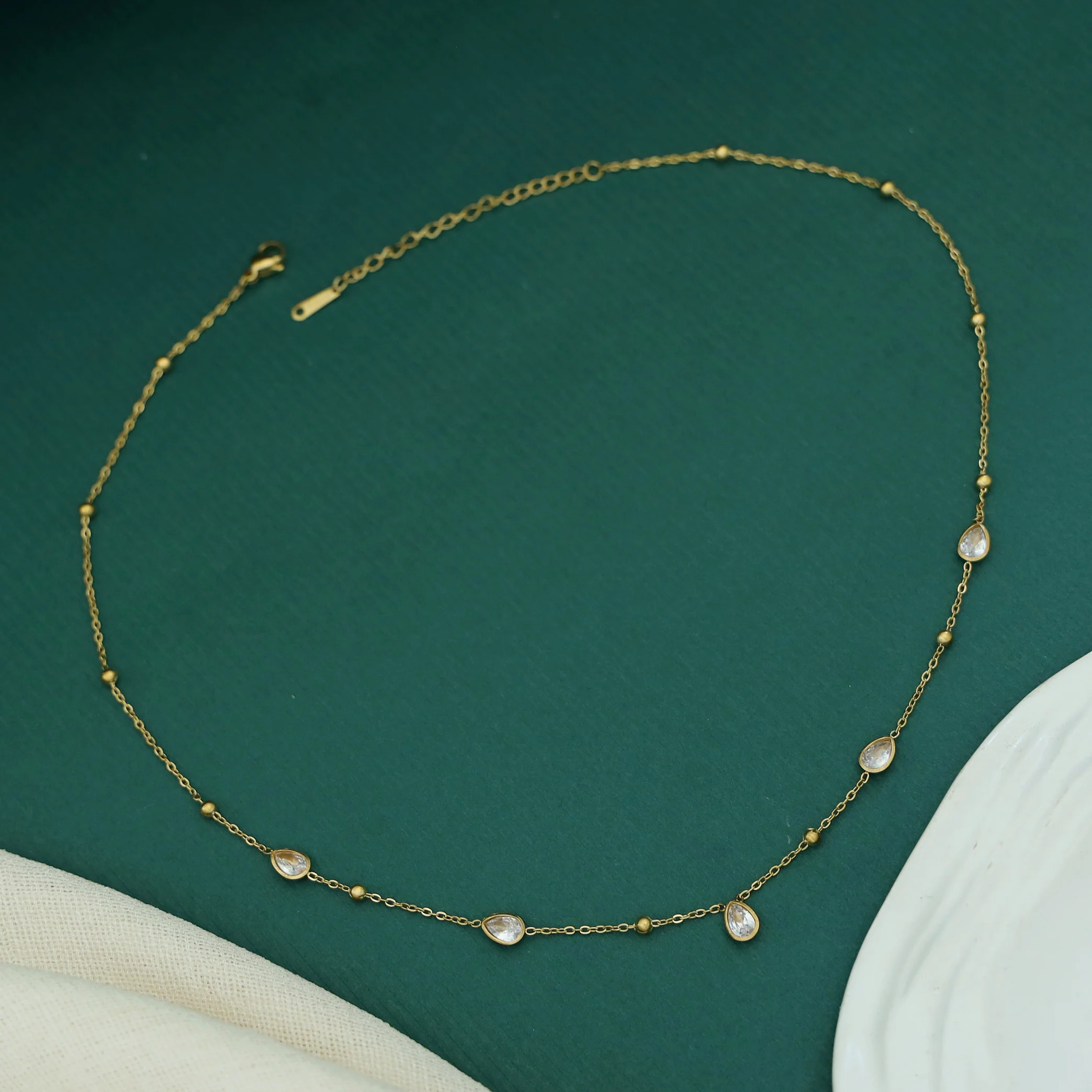 Bailey Golden Ball Glossy Drop Neckpiece With Stud - Image 4