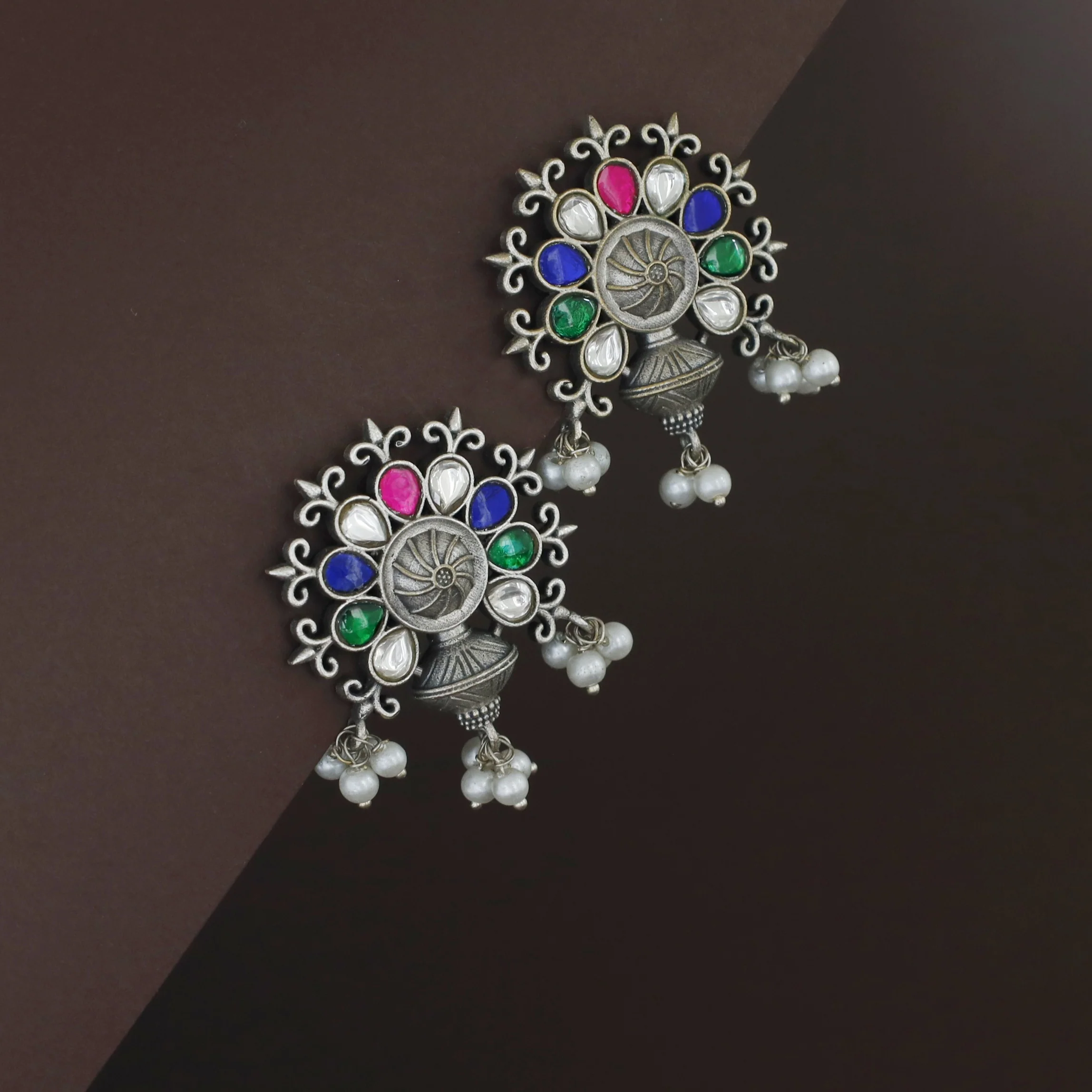 Bavitha Multicolour Pearl Bunch Stud - Image 2