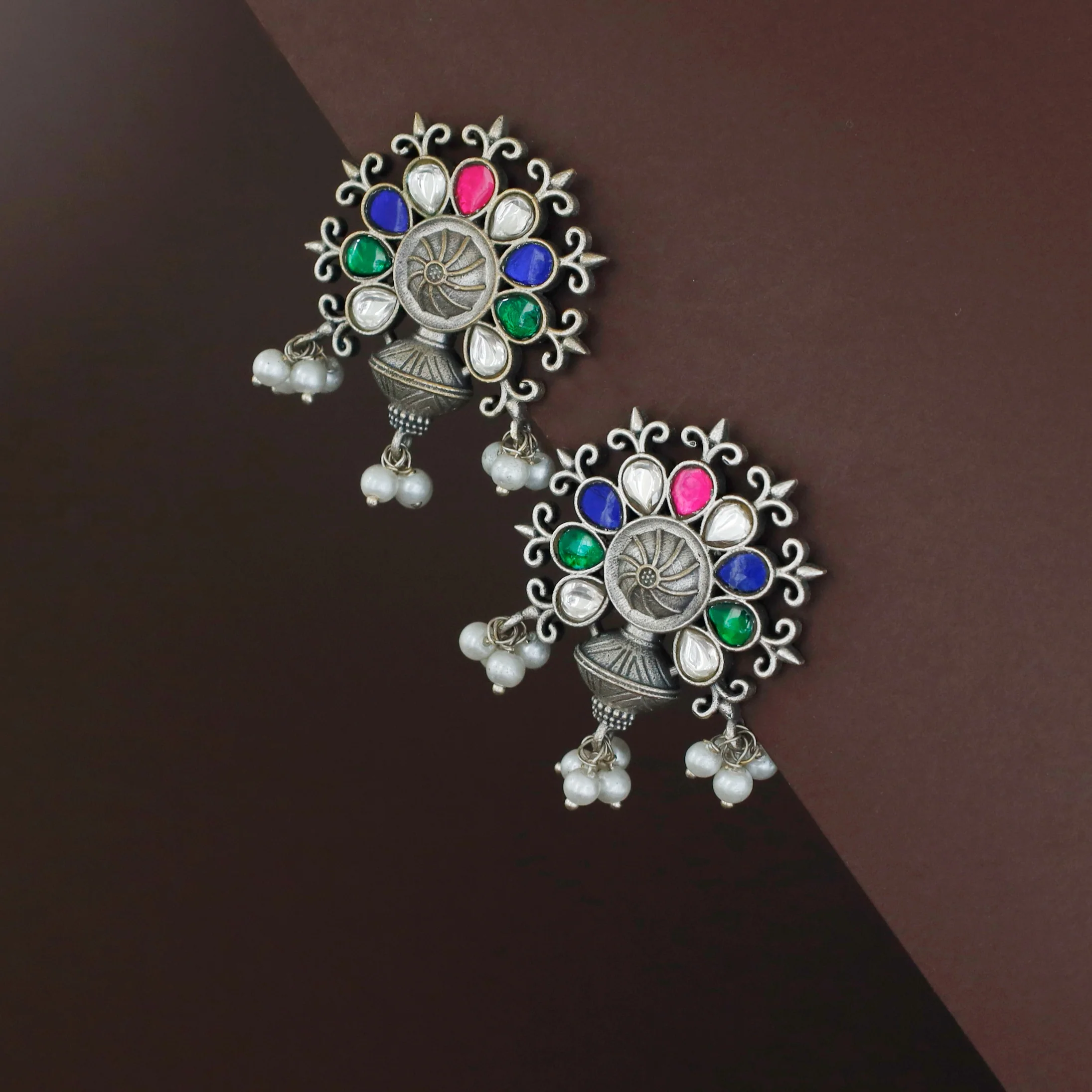 Bavitha Multicolour Pearl Bunch Stud - Image 3