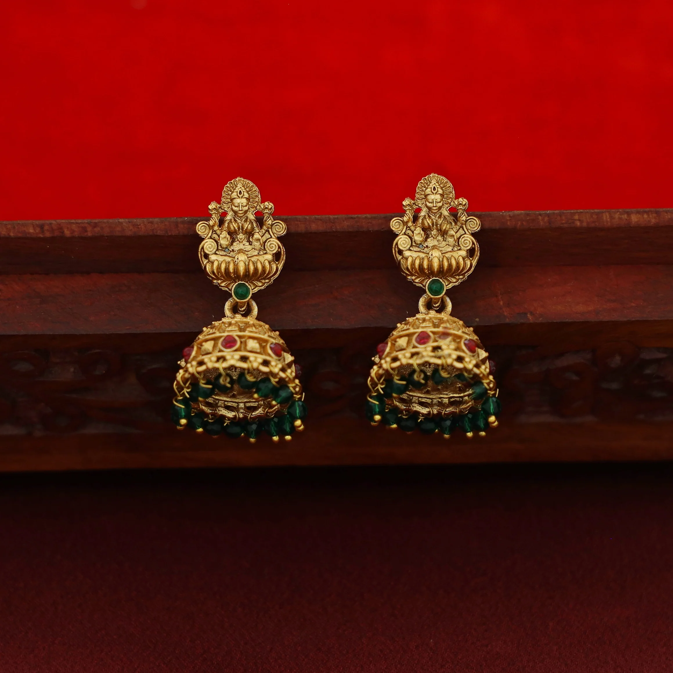 Yukta Beaded 5 Layer Nishitha Devi Flower Long Neckpiece With Earring - Image 4