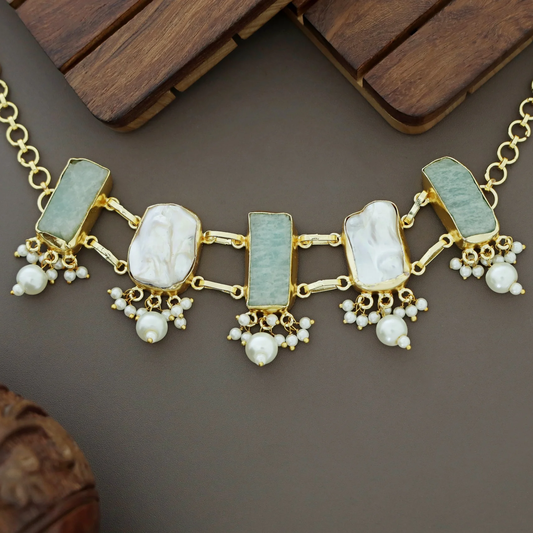 Bethany Raw Stone With Baroque Choker - Image 3
