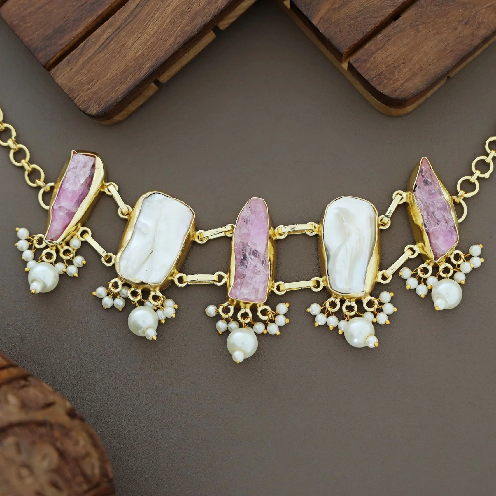 Bethany Raw Stone With Baroque Choker - Image 7
