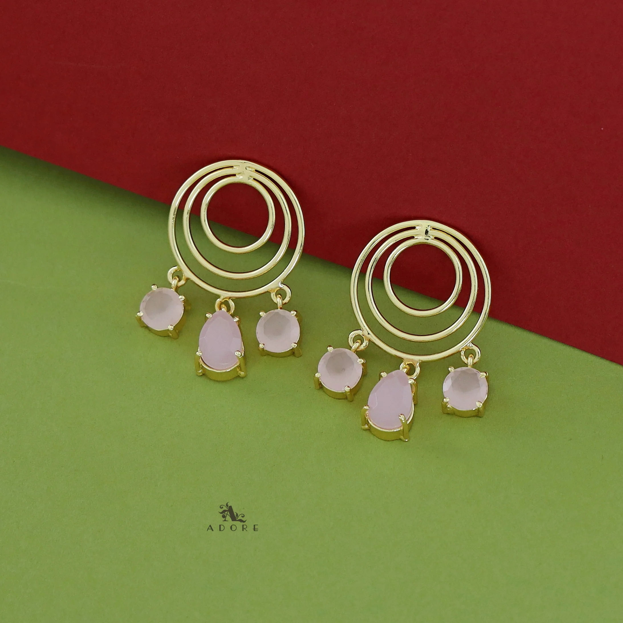 Betsy Golden Glossy Tri Circle Earring - Image 11