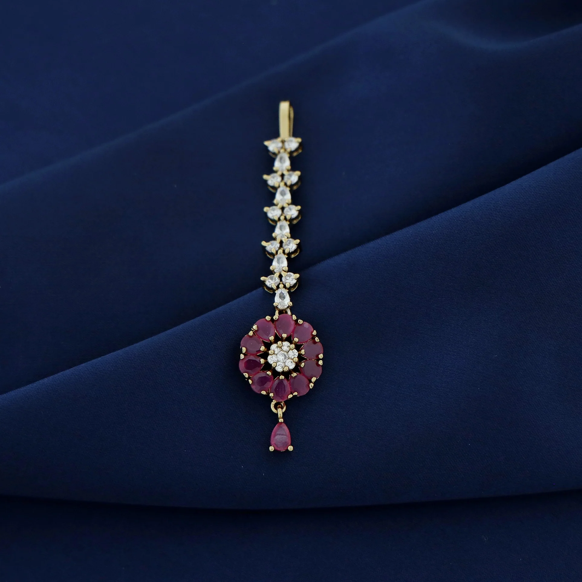 Bhagwanti AD Stone Flower Tikka - Image 8