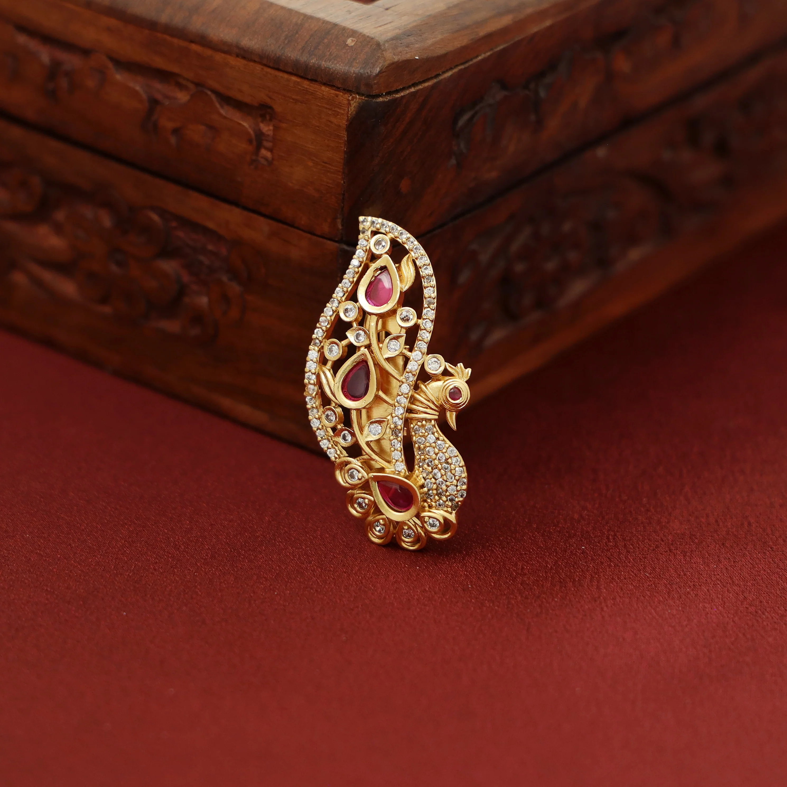 Bhama Peacock Saree Pin - Image 3