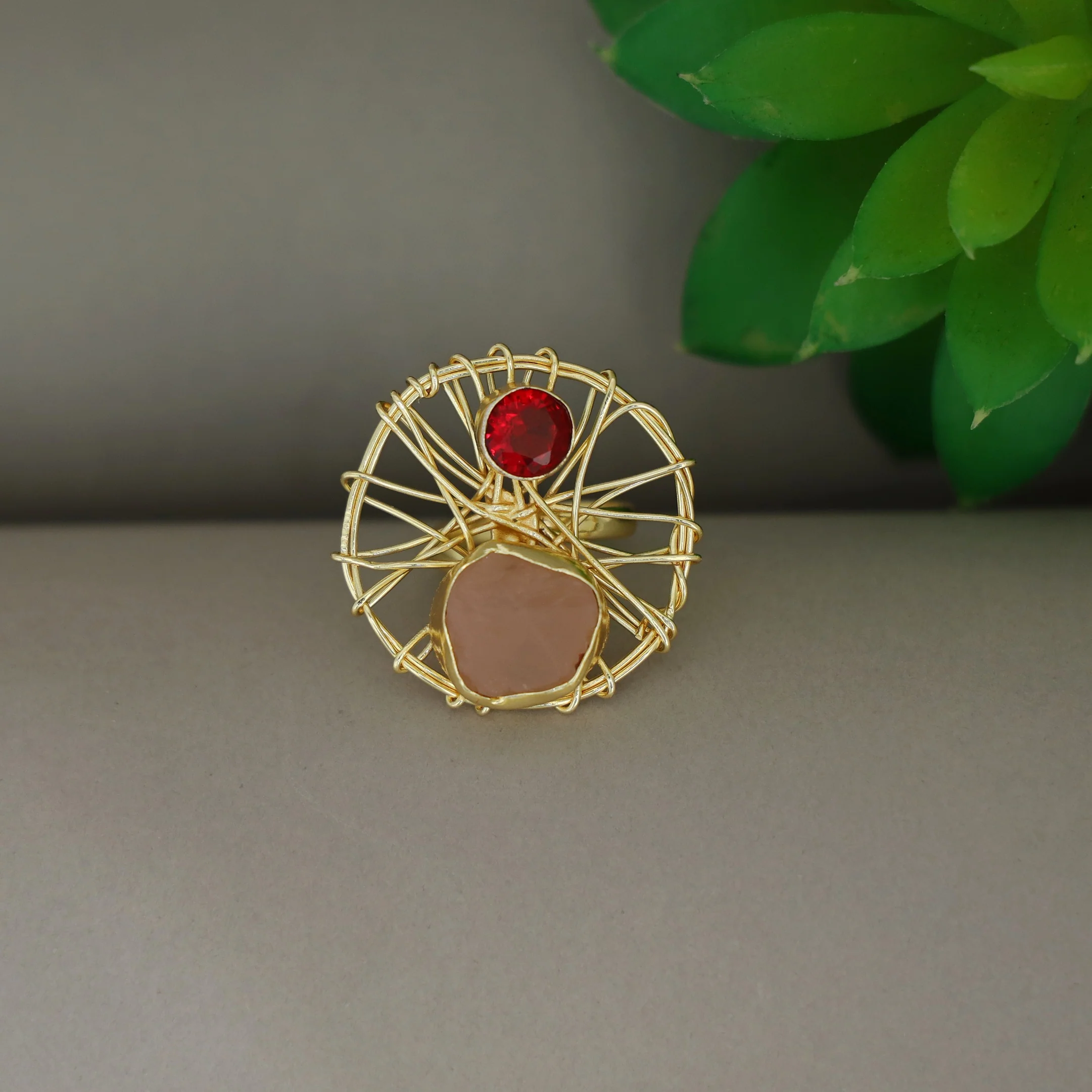 Bianca Wired Glossy + Raw Stone Ring - Image 4