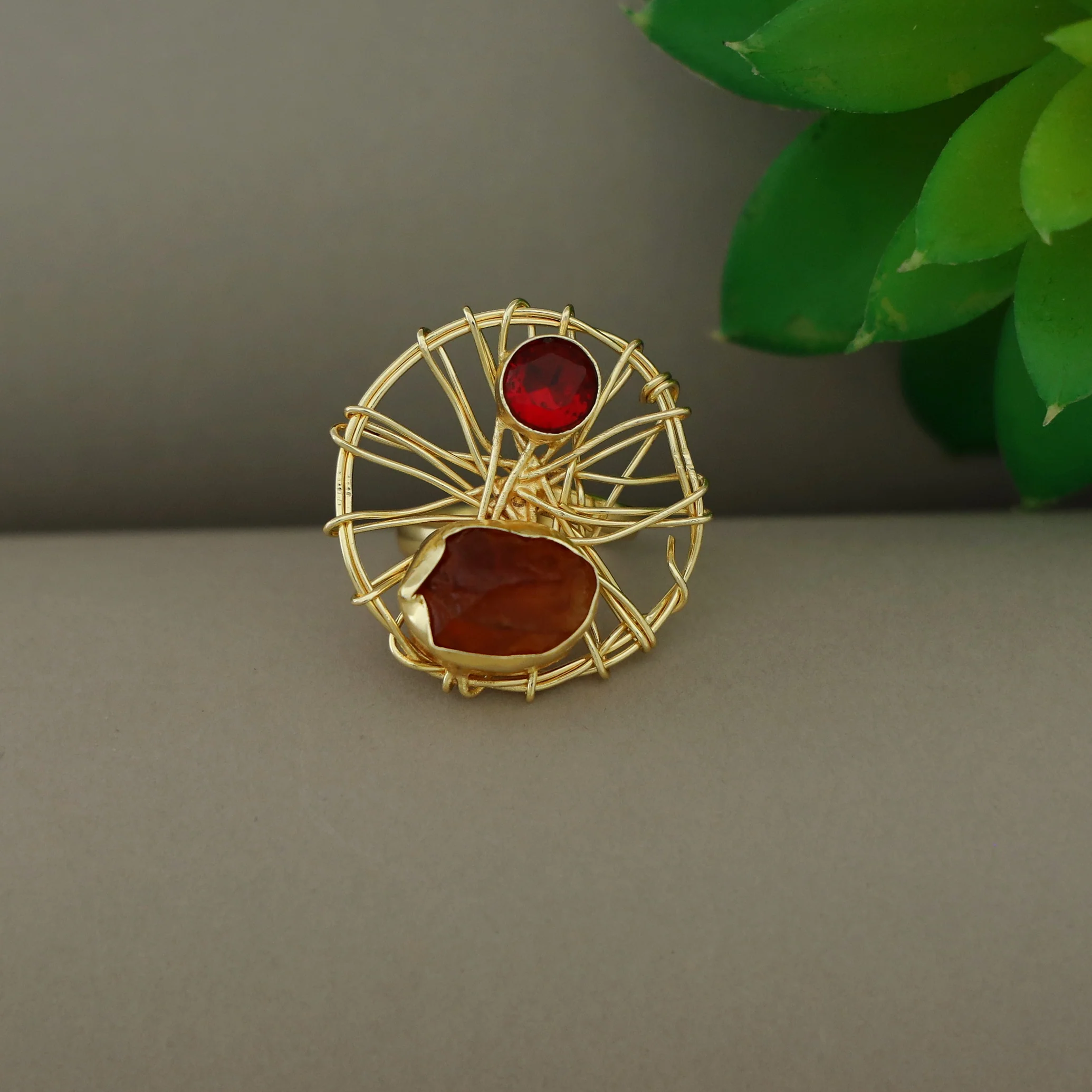 Bianca Wired Glossy + Raw Stone Ring - Image 5