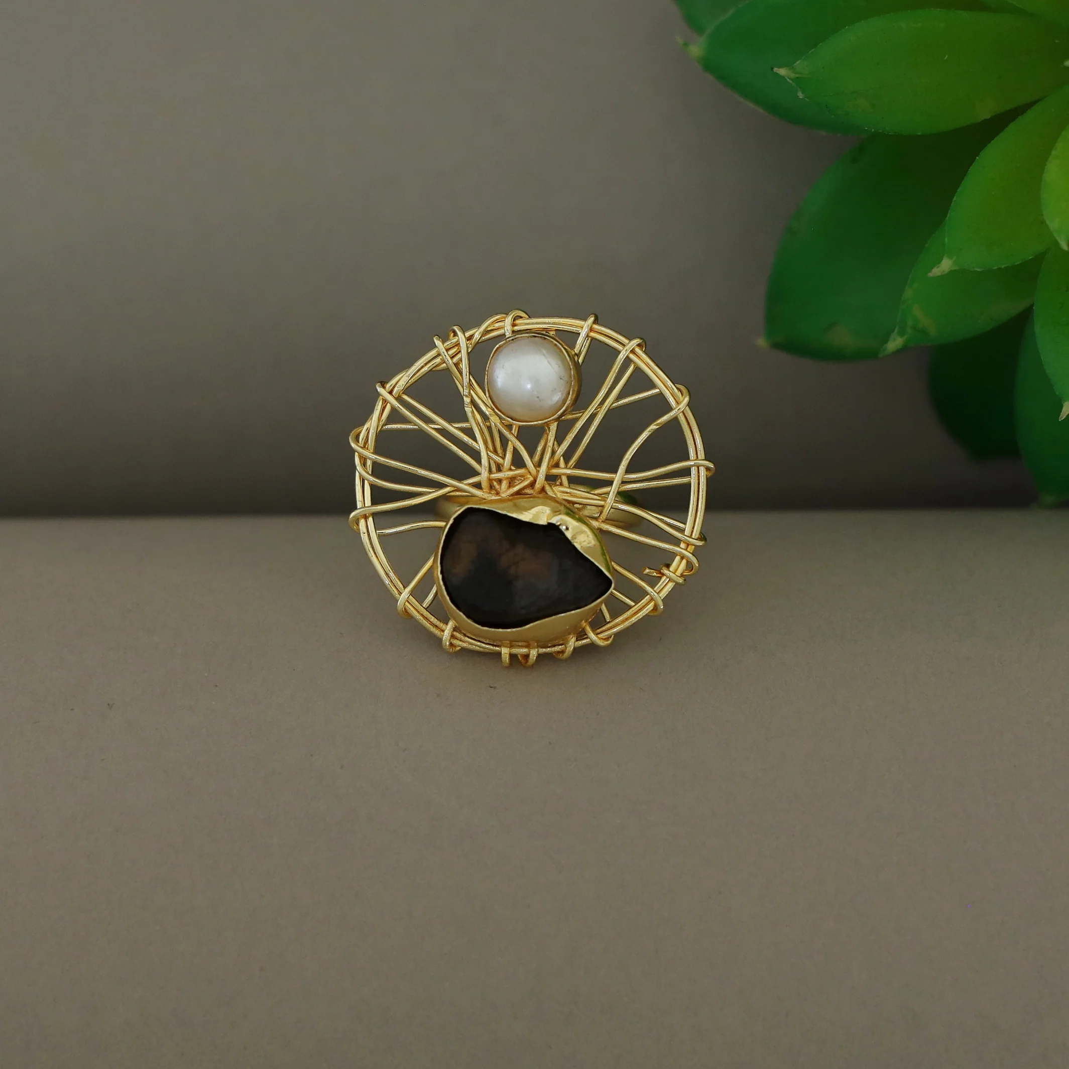 Bianca Wired Glossy + Raw Stone Ring - Image 6