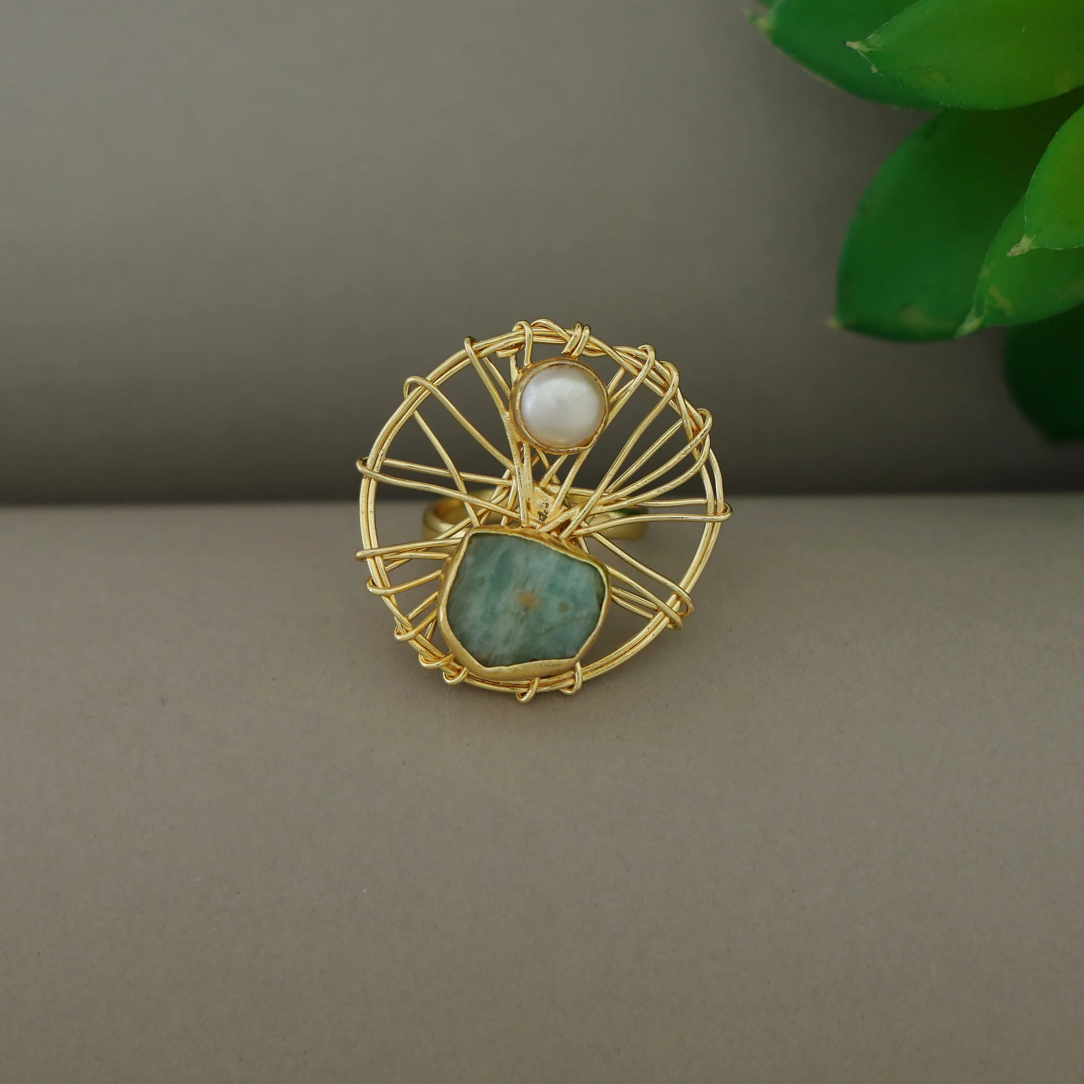 Bianca Wired Glossy + Raw Stone Ring - Image 7