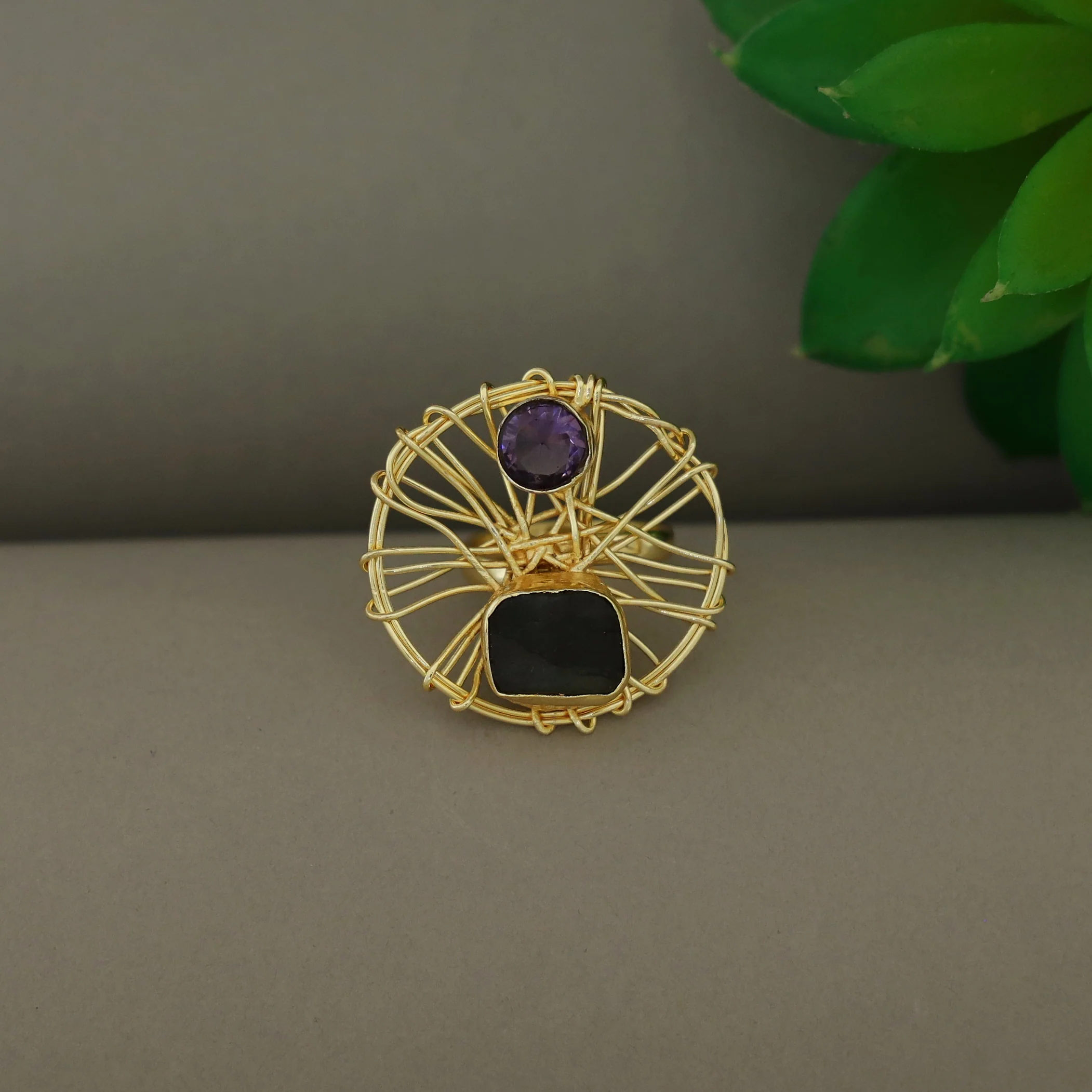 Bianca Wired Glossy + Raw Stone Ring - Image 9