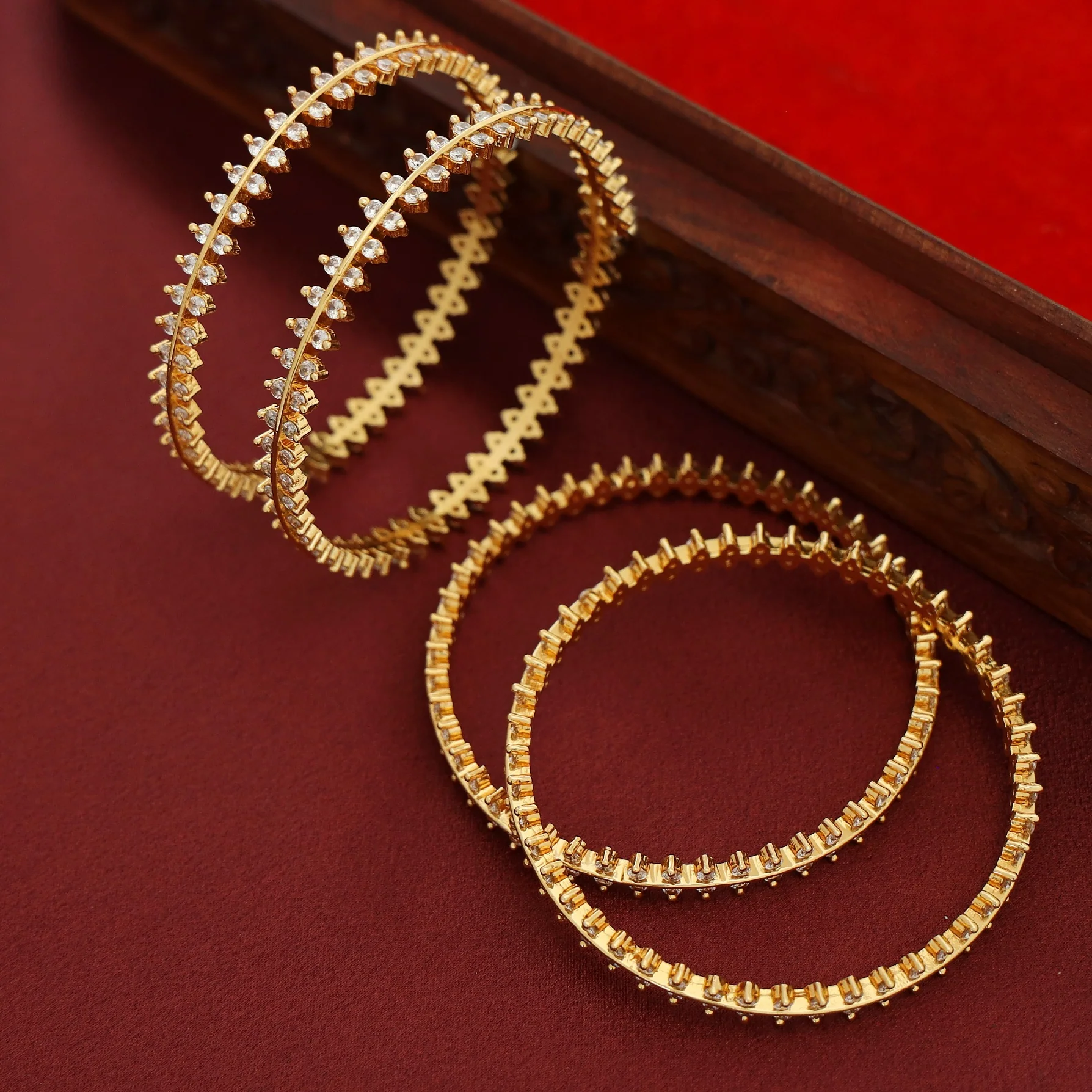 Bipasha Dual Stone Bangle ( Set Of 4 ) - Image 3