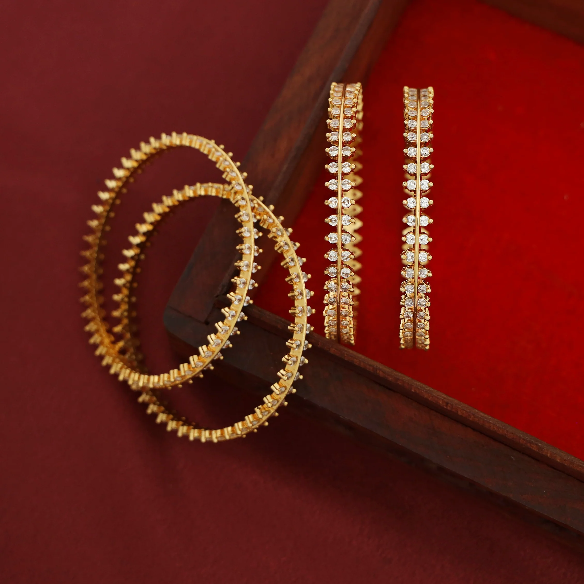 Bipasha Dual Stone Bangle ( Set Of 4 ) - Image 4