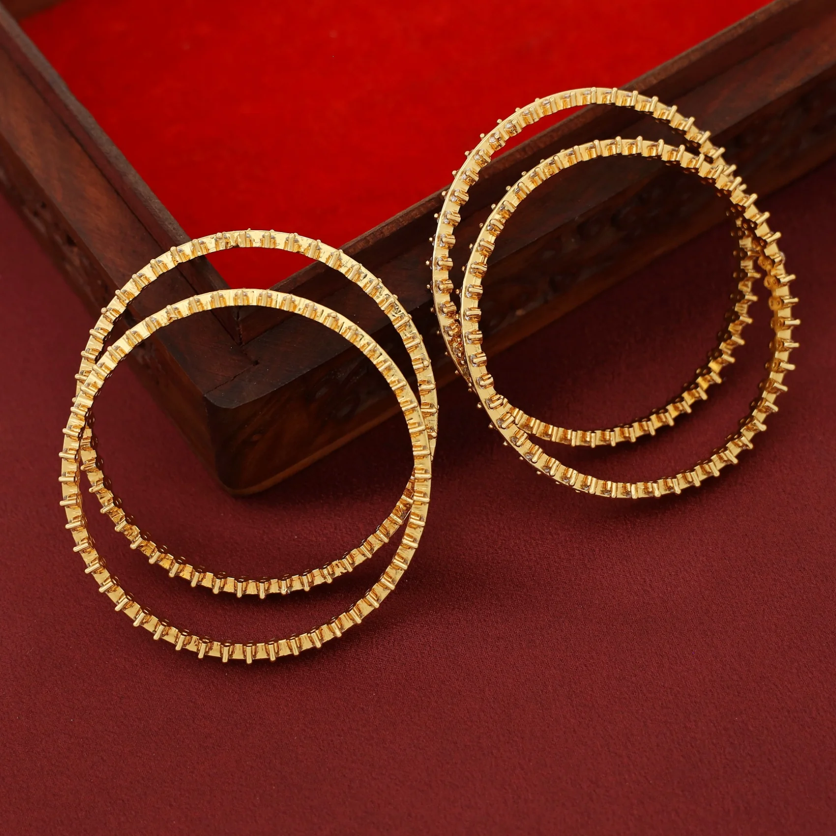 Bipasha Dual Stone Bangle ( Set Of 4 ) - Image 5