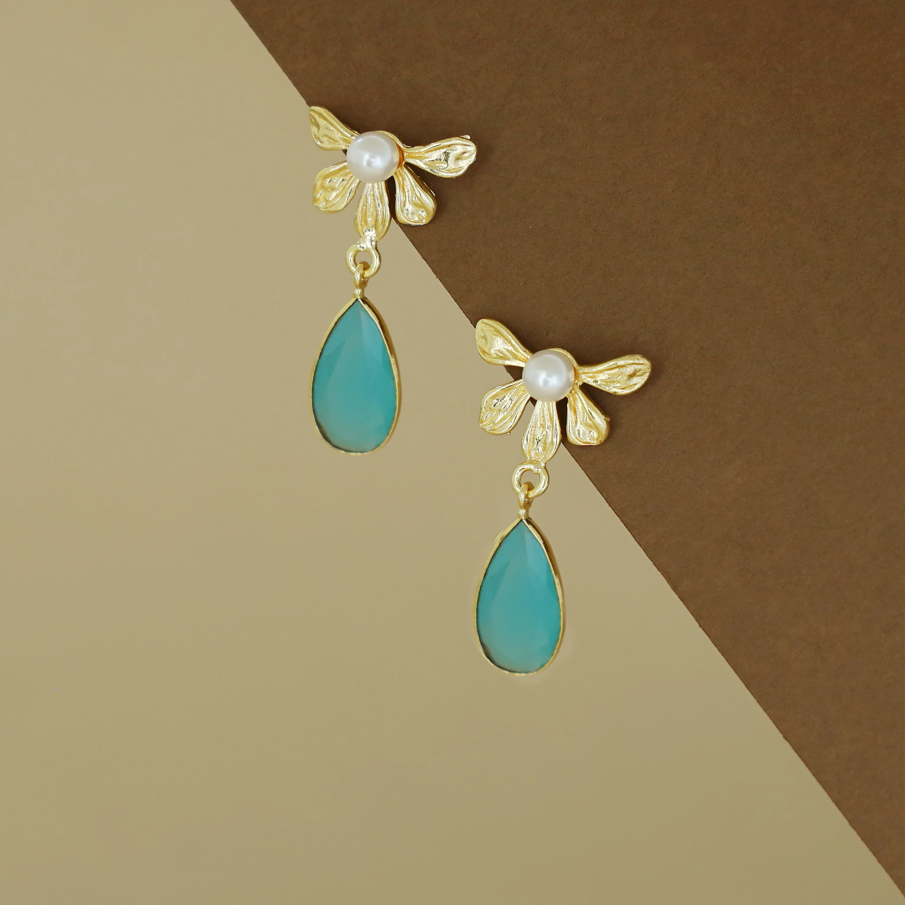Bonnie Golden Half Flower Glossy Drop Earring - Image 9