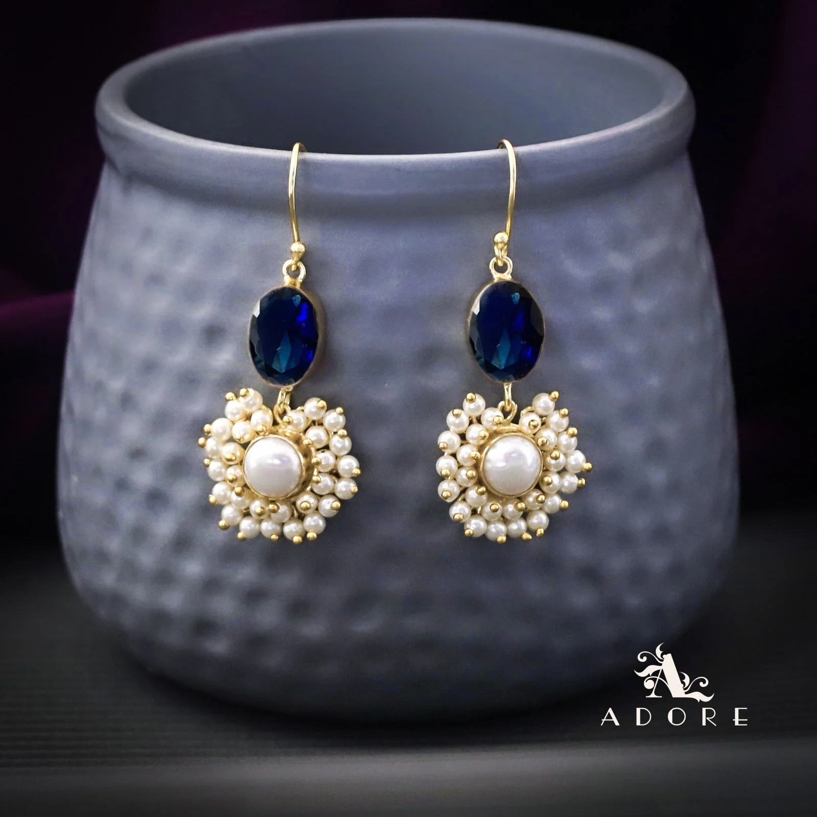 Bridiya Glossy Oval Cluster Pearl Drop - Image 14