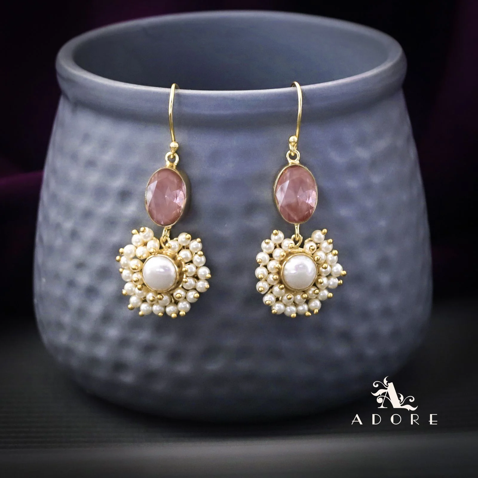 Bridiya Glossy Oval Cluster Pearl Drop - Image 15
