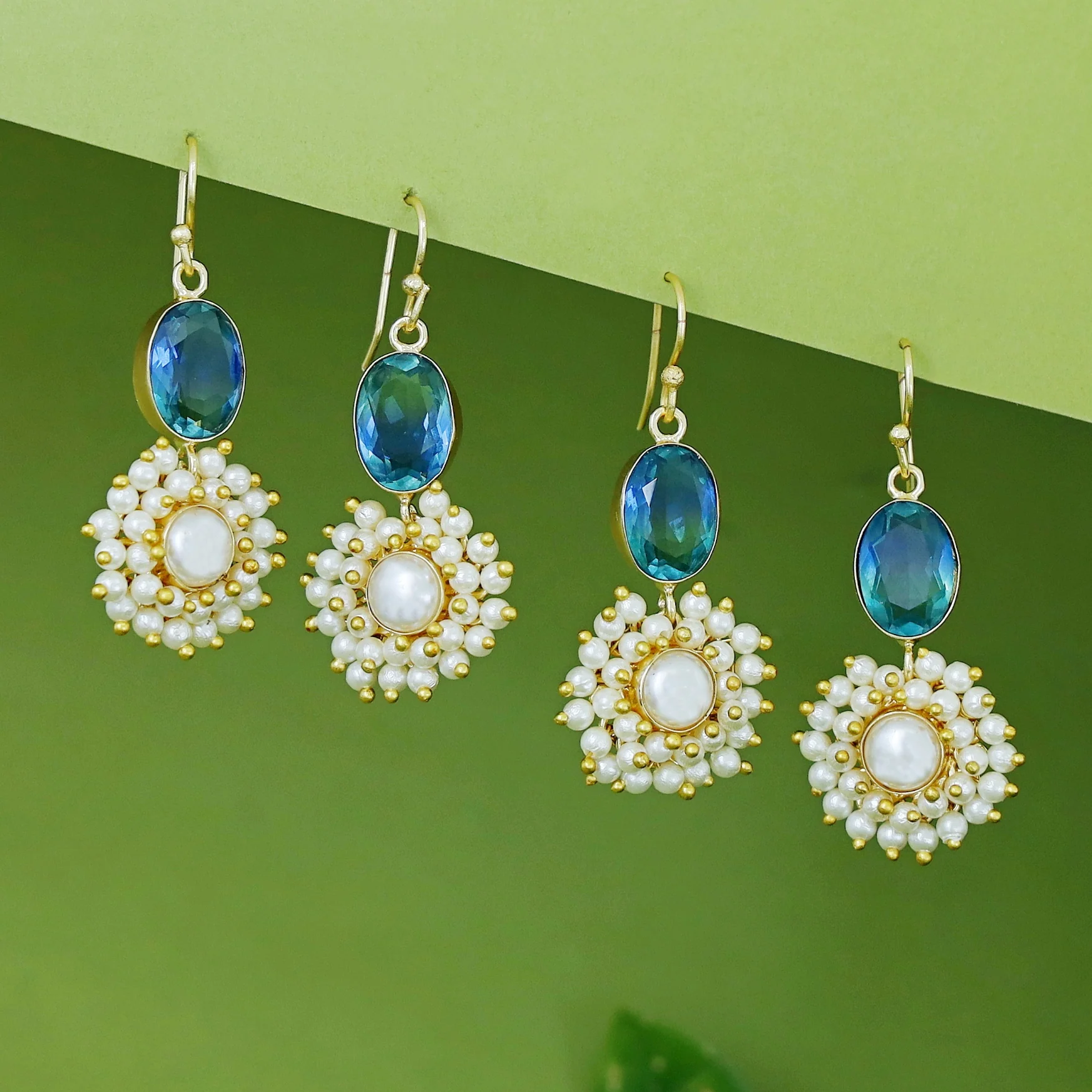 Bridiya Glossy Oval Cluster Pearl Drop - Image 19