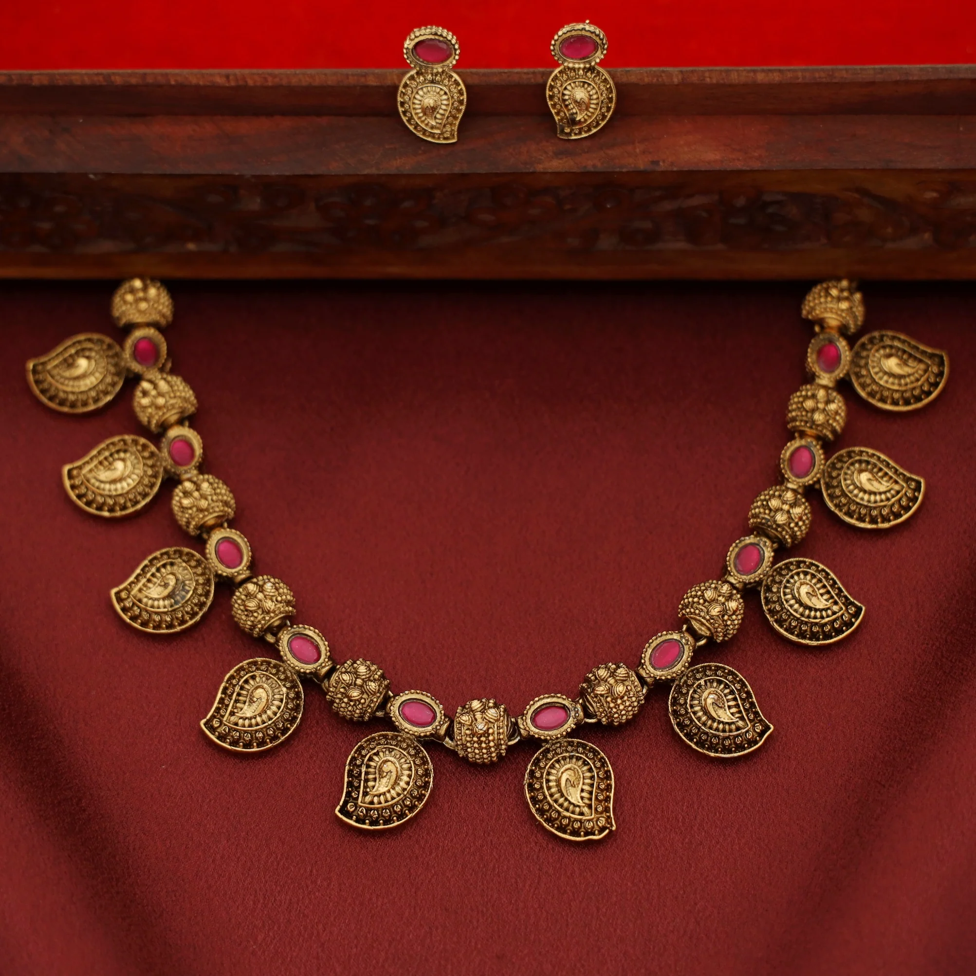 Brishti Mango Short Neckpiece With Earring - Image 2